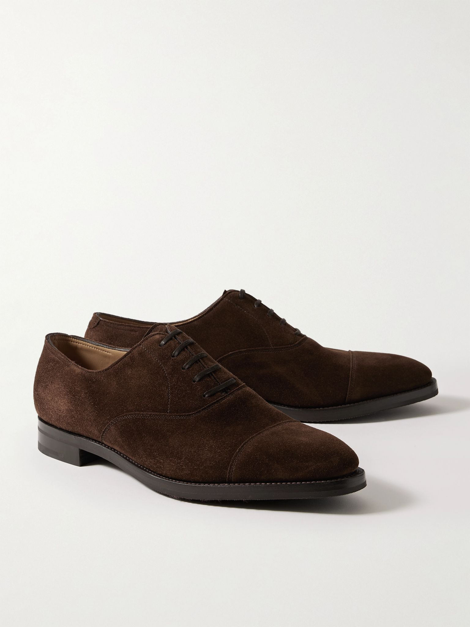 City II Cap-Toe Suede Oxford Shoes Brown - 5
