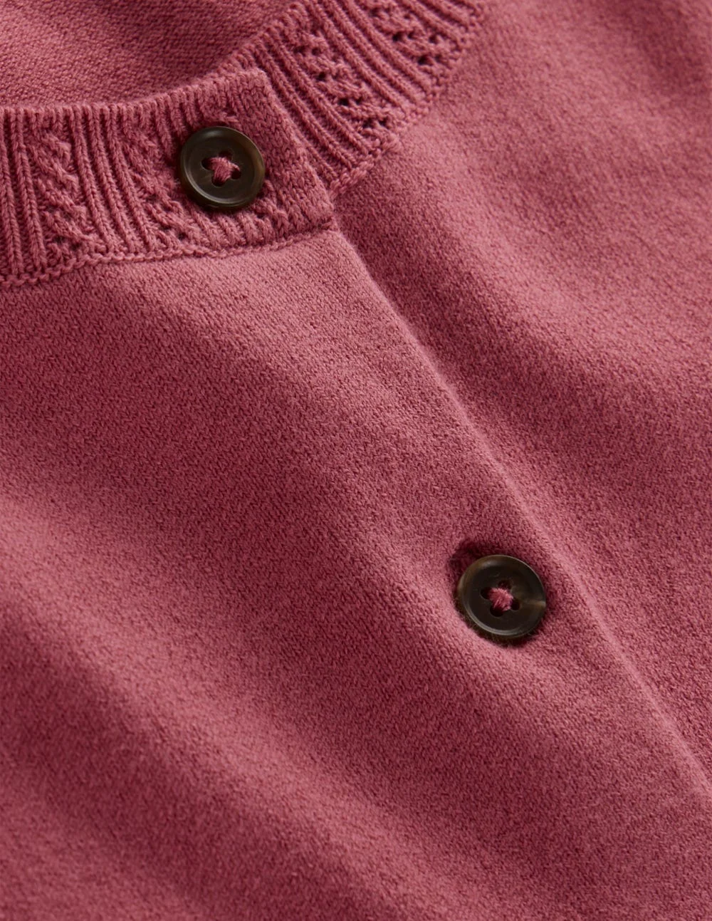 Emilia Cotton Crew Cardigan-Pink Heather - 1