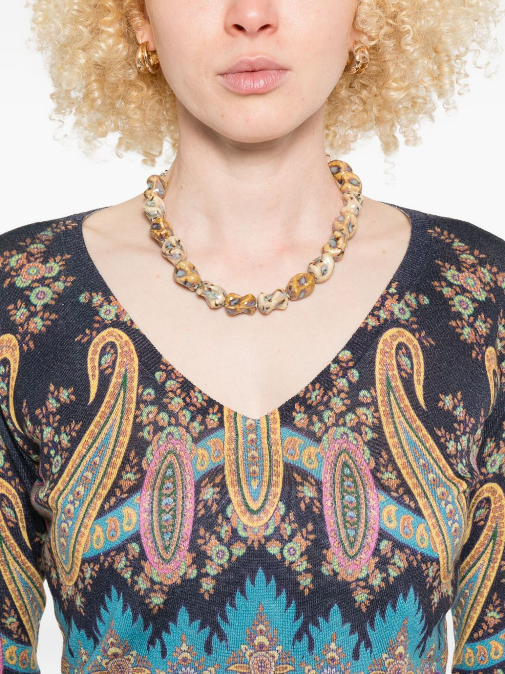 paisley-print V-neck sweater - 5