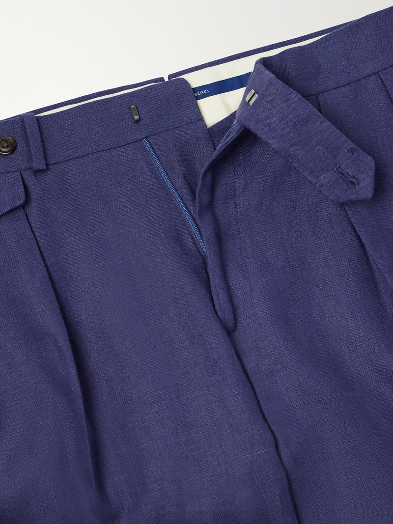 Straight-Leg Pleated Linen Suit Trousers 6