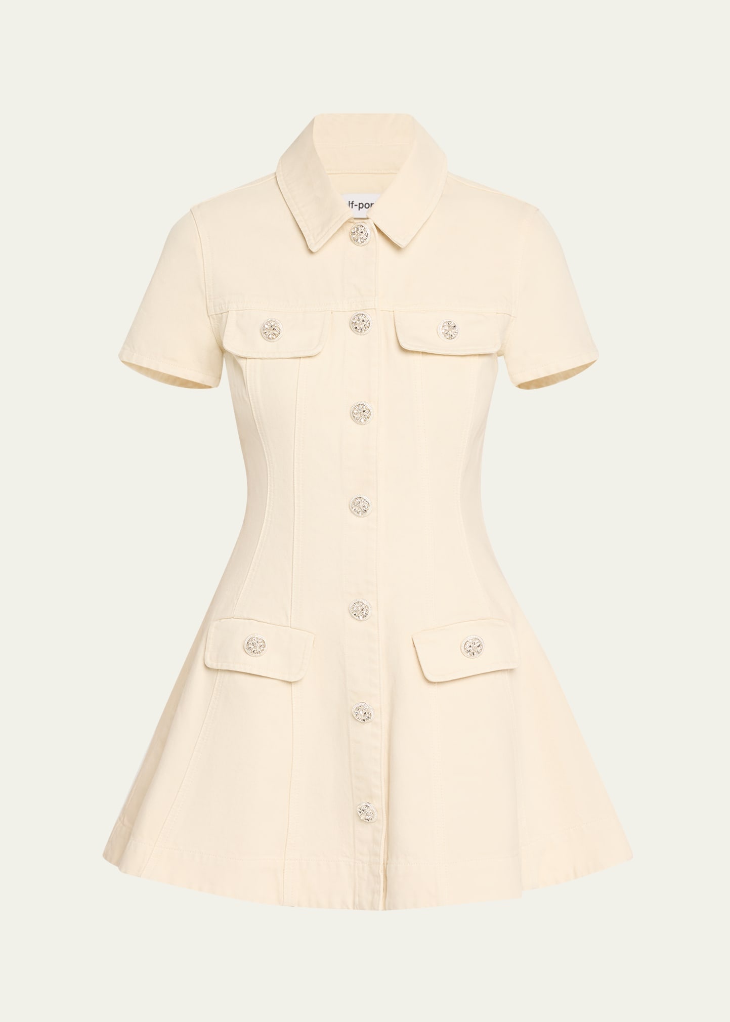 Structured Denim Mini Dress - 1