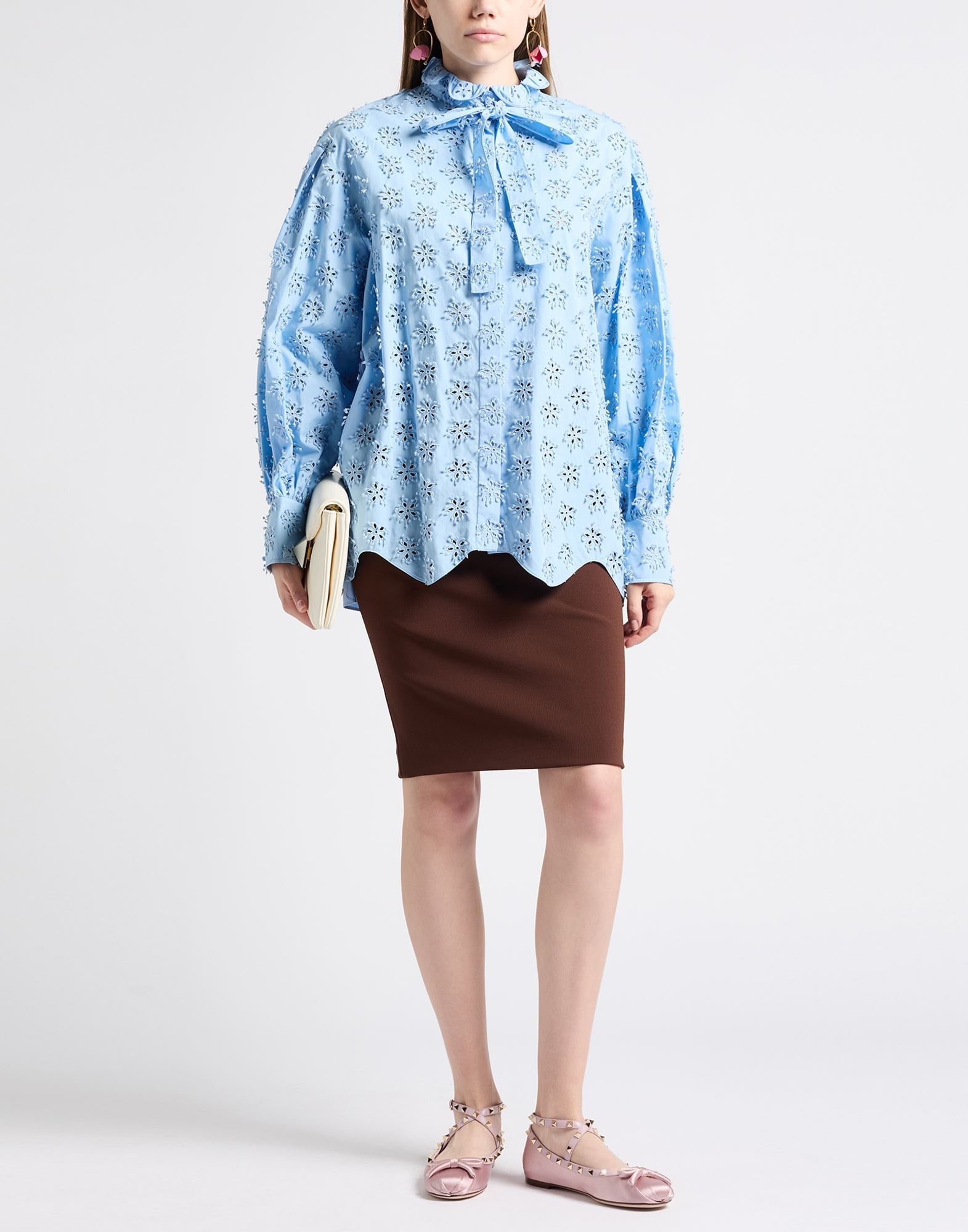 Sky blue Women's Lace Shirts & Blouses - 2