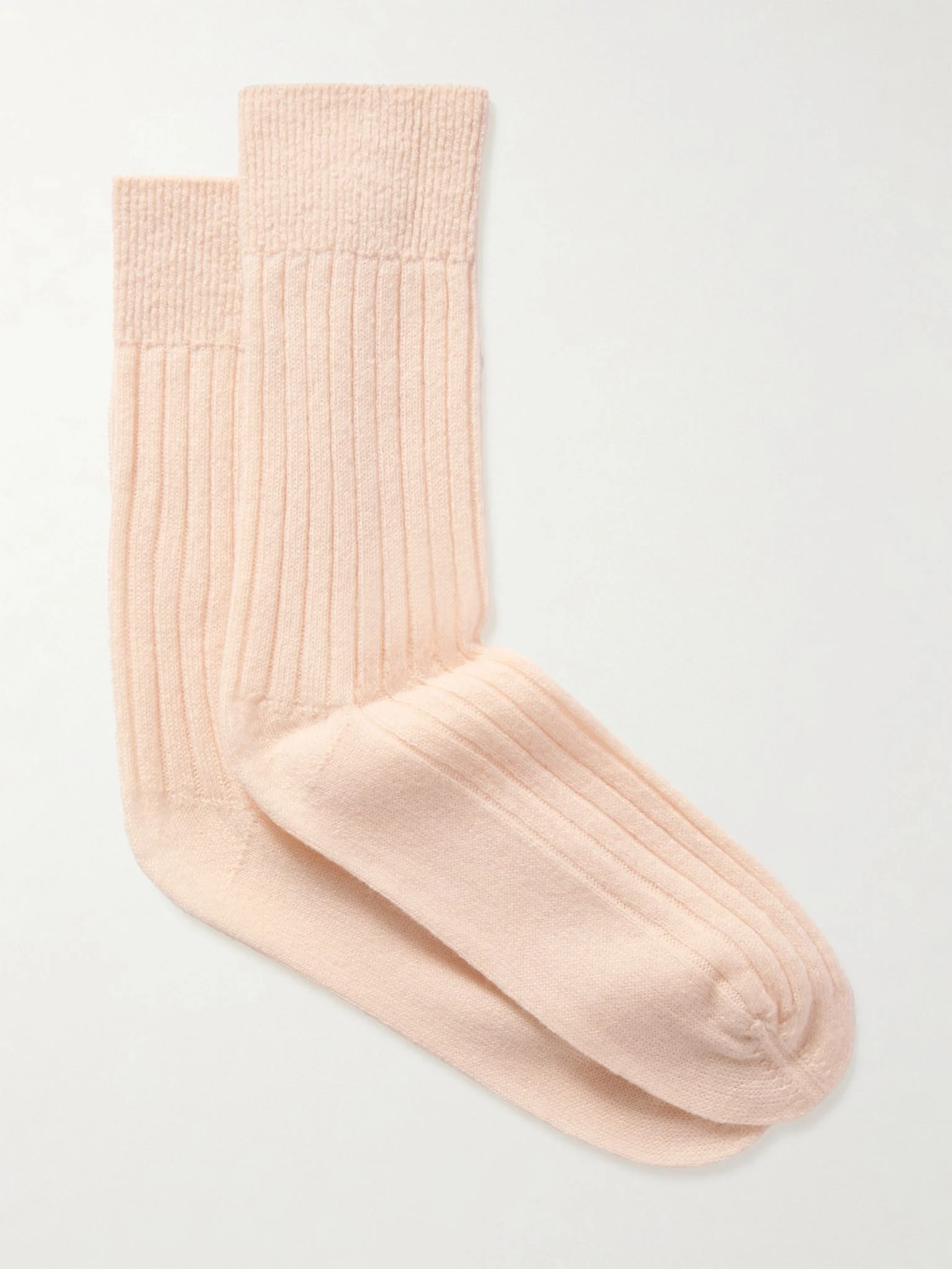 Ribbed cashmere socks Cream - 1