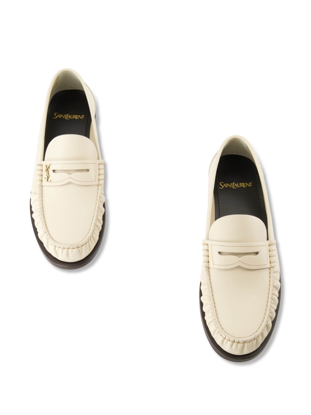 logo-plaque leather loafers - 6