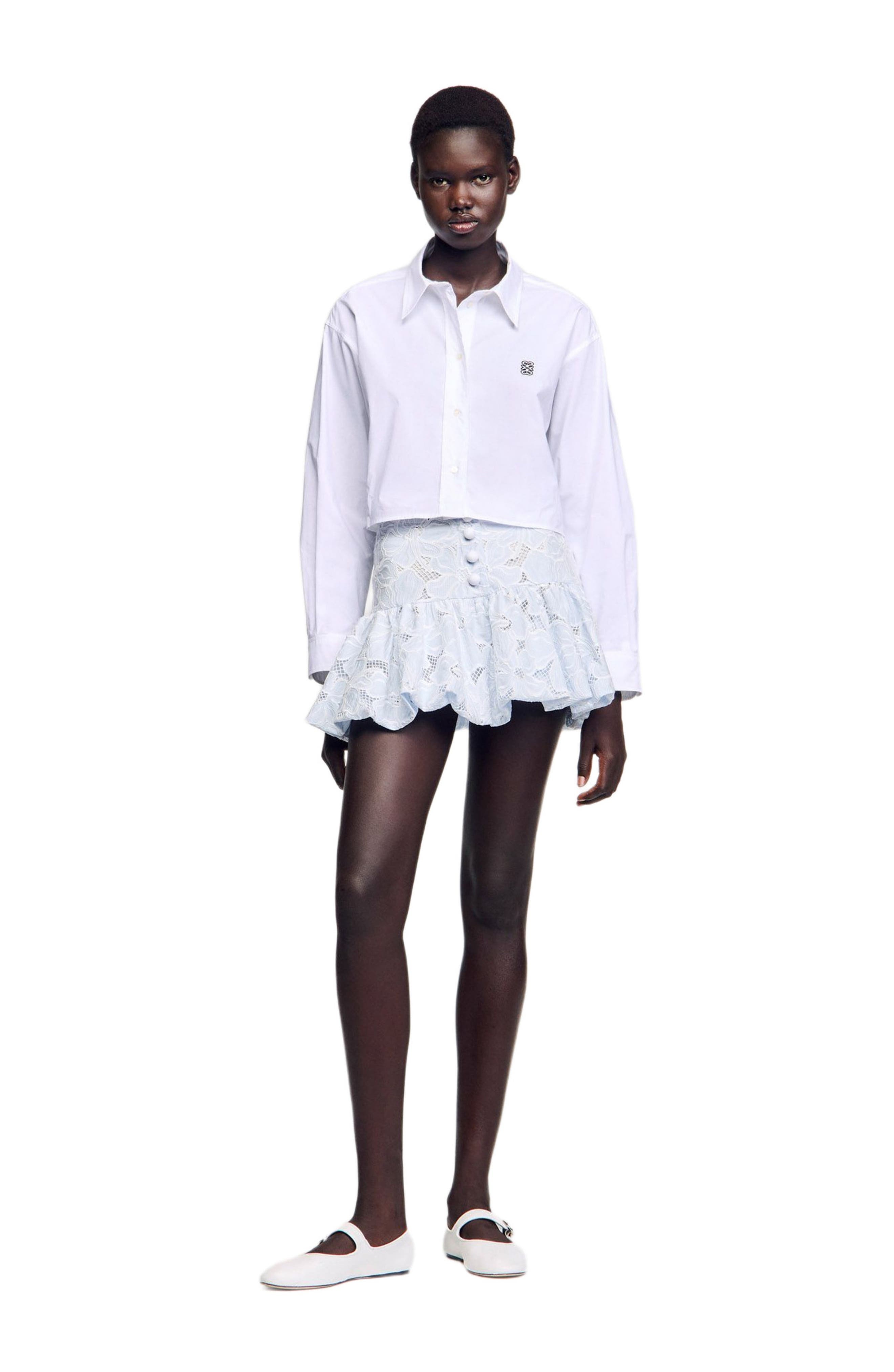 SANDRO Short guipure skirt in Sky Blue at Nordstrom - 6