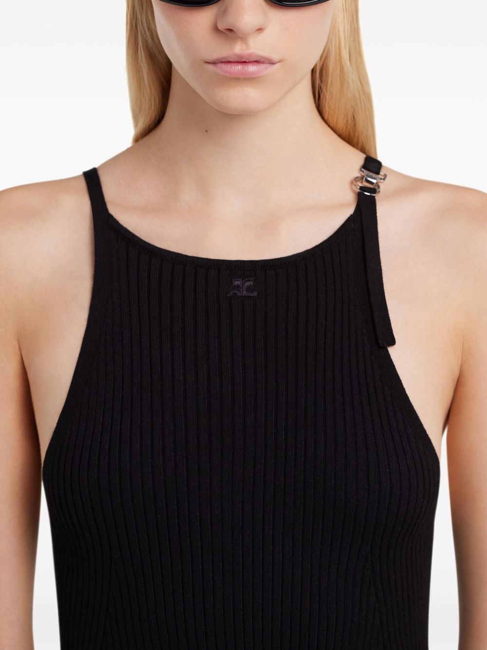 buckle-detail ribbed dress - 5