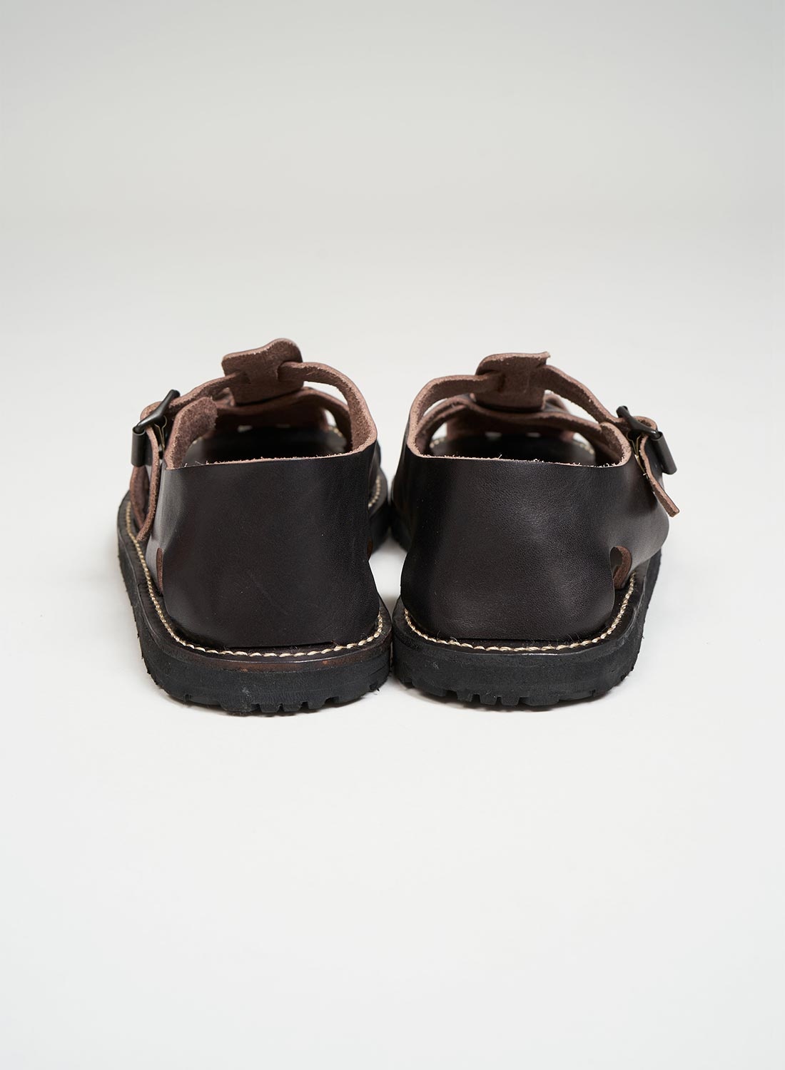 Leather Gurkha Sandal in Black - 5