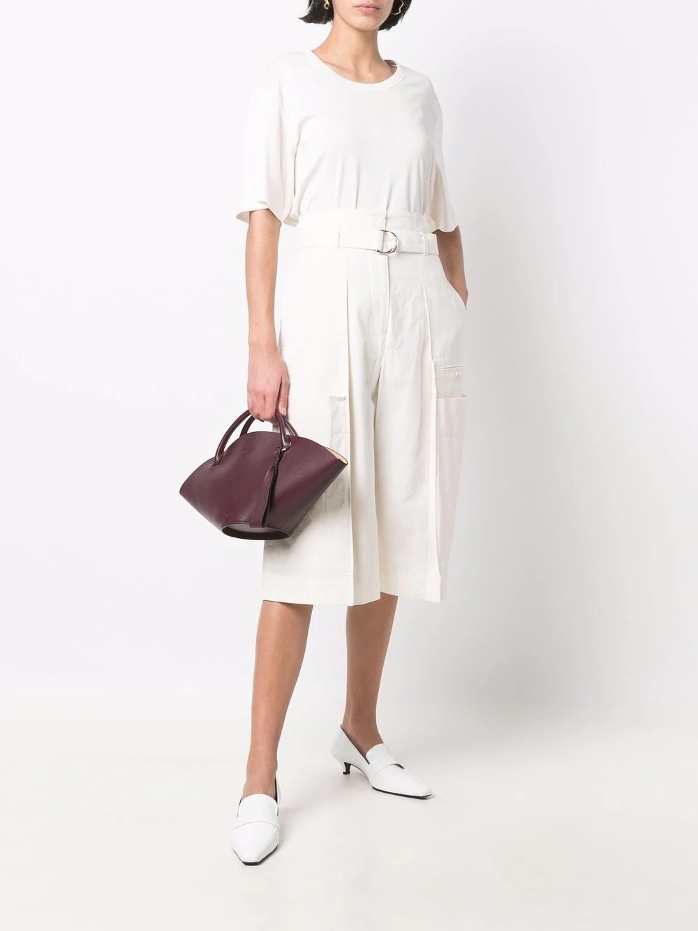 belted capri shorts - 2