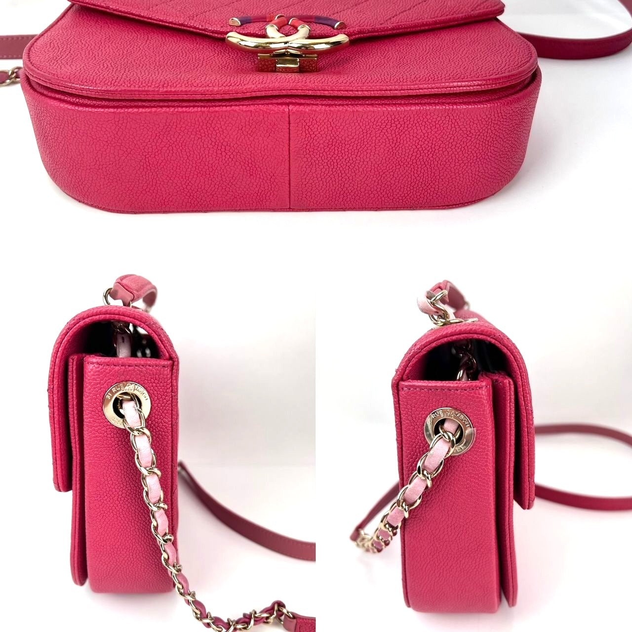 Chanel Paris-Cuba Medium Caviar Calfskin Thread Around Pink Flap Bag with top handle - 4