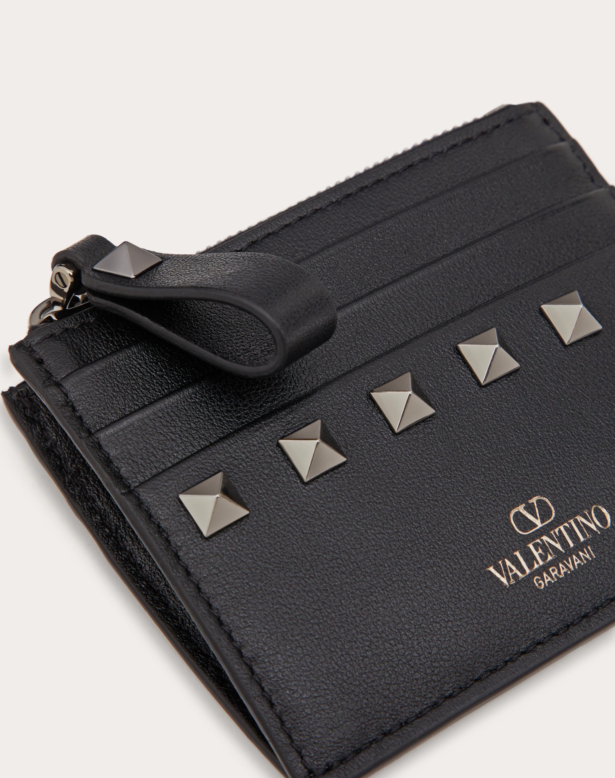 Vlogo Signature Grainy Calfskin Cardholder Wth Zipper for Woman in
