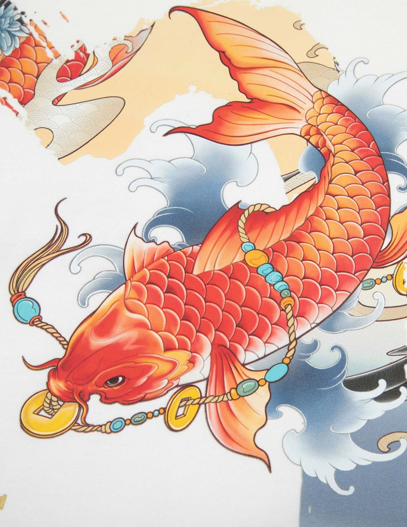 KOI AND SEAGULL BRUSHSTROKE DAICOCK DIGITAL PRINT LOOSE FIT T-SHIRT 8