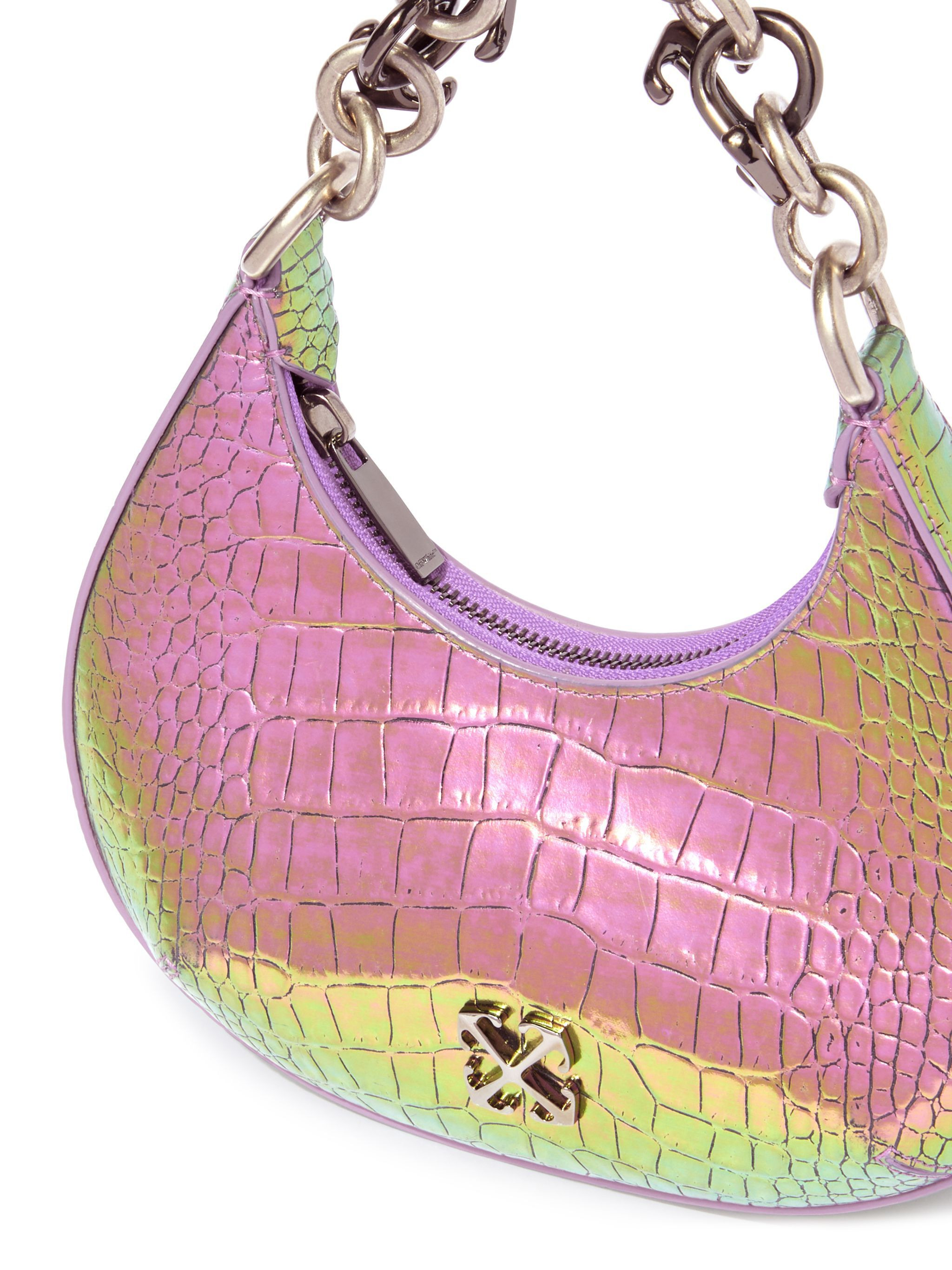 Holographic Crocodile Hemisphere Shoulder Bag - 7