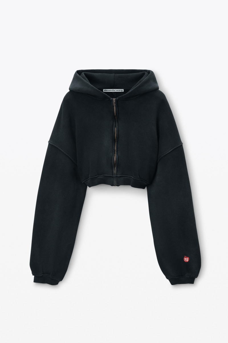 Crop Zip Up Hoodie in Classic Terry 1