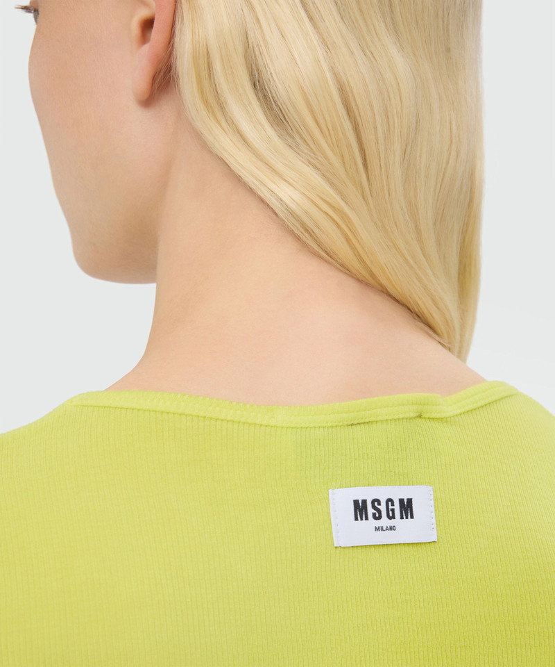 Lime short-sleeve viscose ribbed T-shirt 5