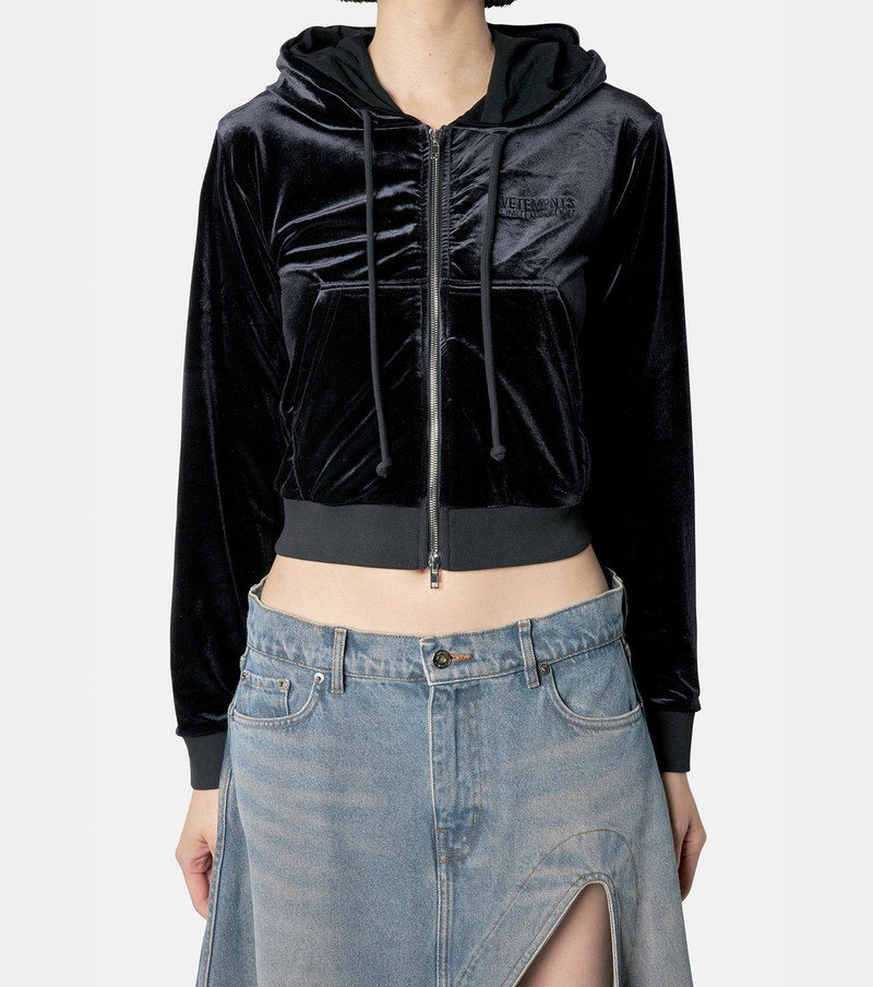 VETEMENTS Fitted Zip-Up Velvet Hoodie outlook