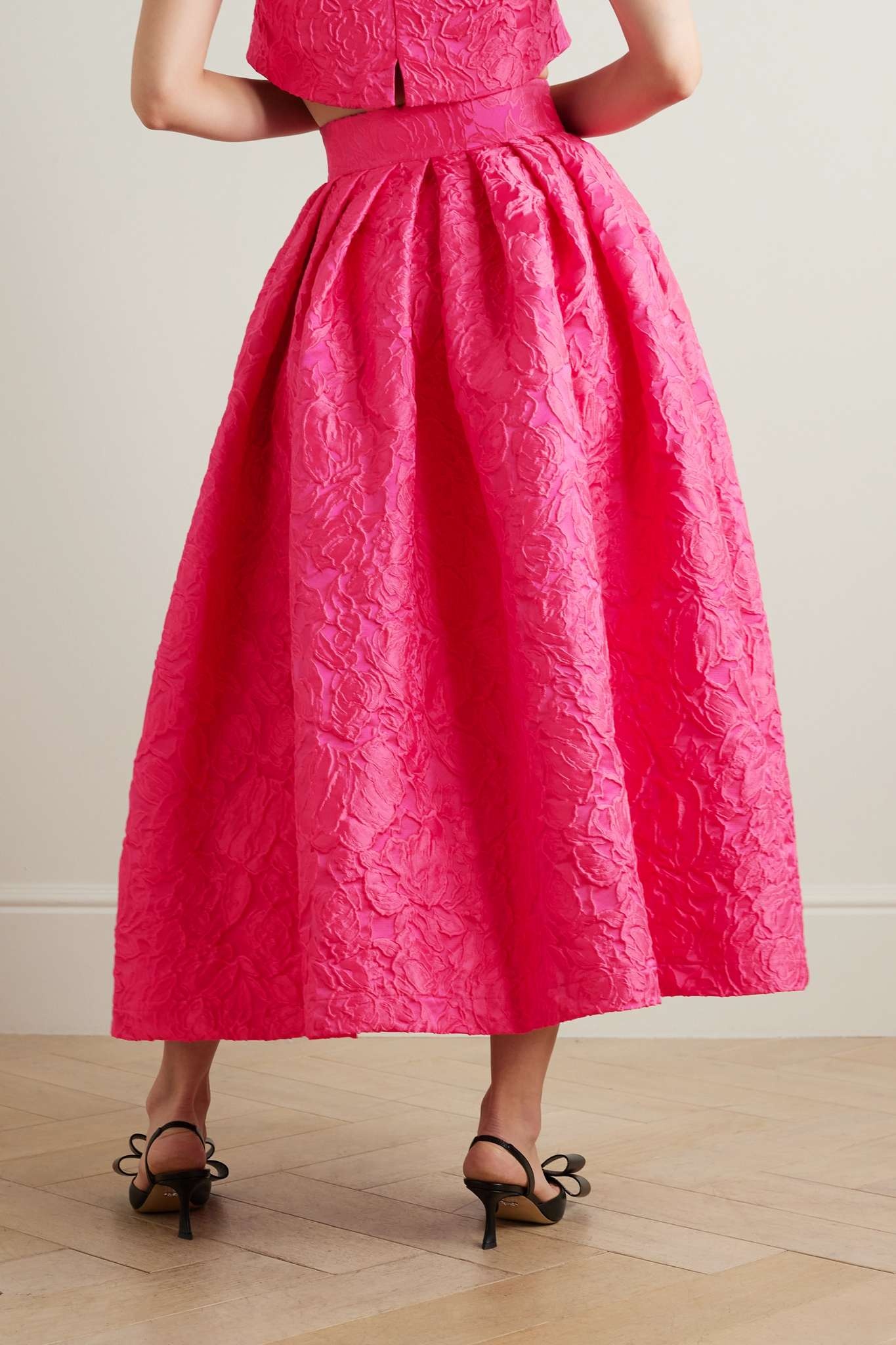 Ivring pleated floral-jacquard midi skirt - 3