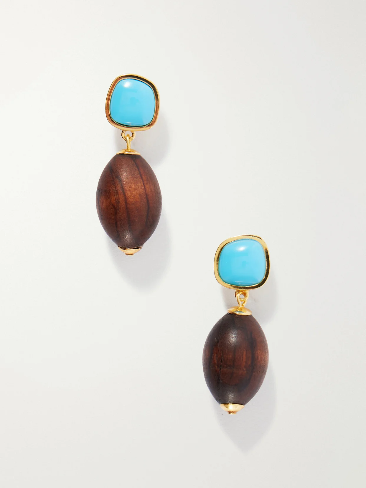 Olea Gold-plated Resin And Wood Earrings - 1