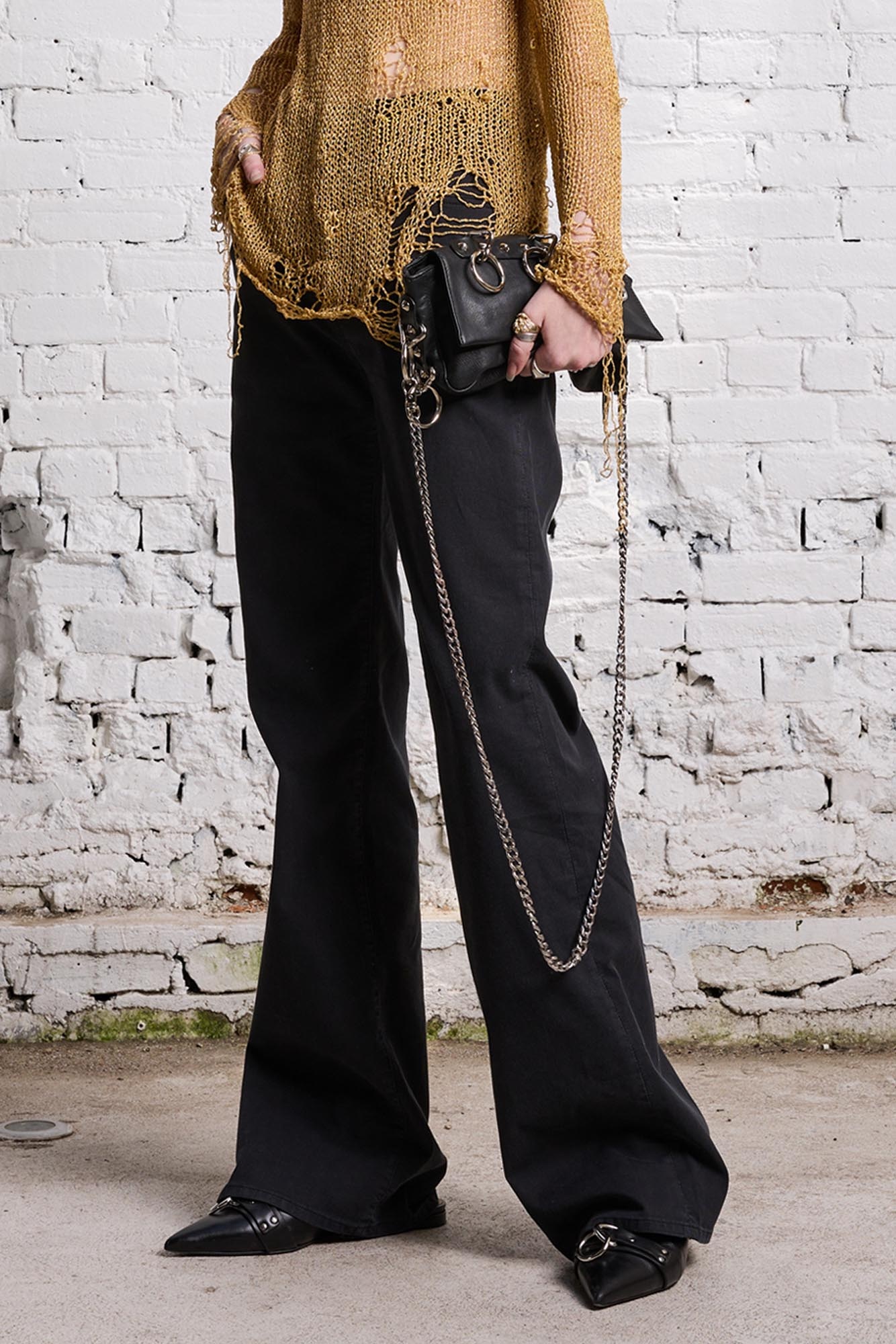 R13 JANE JEAN - BLACK BEDFORD CORD STRETCH | REVERSIBLE