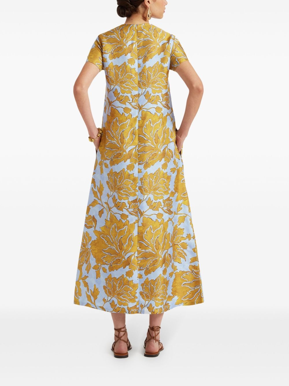 floral-print silk maxi dress - 3