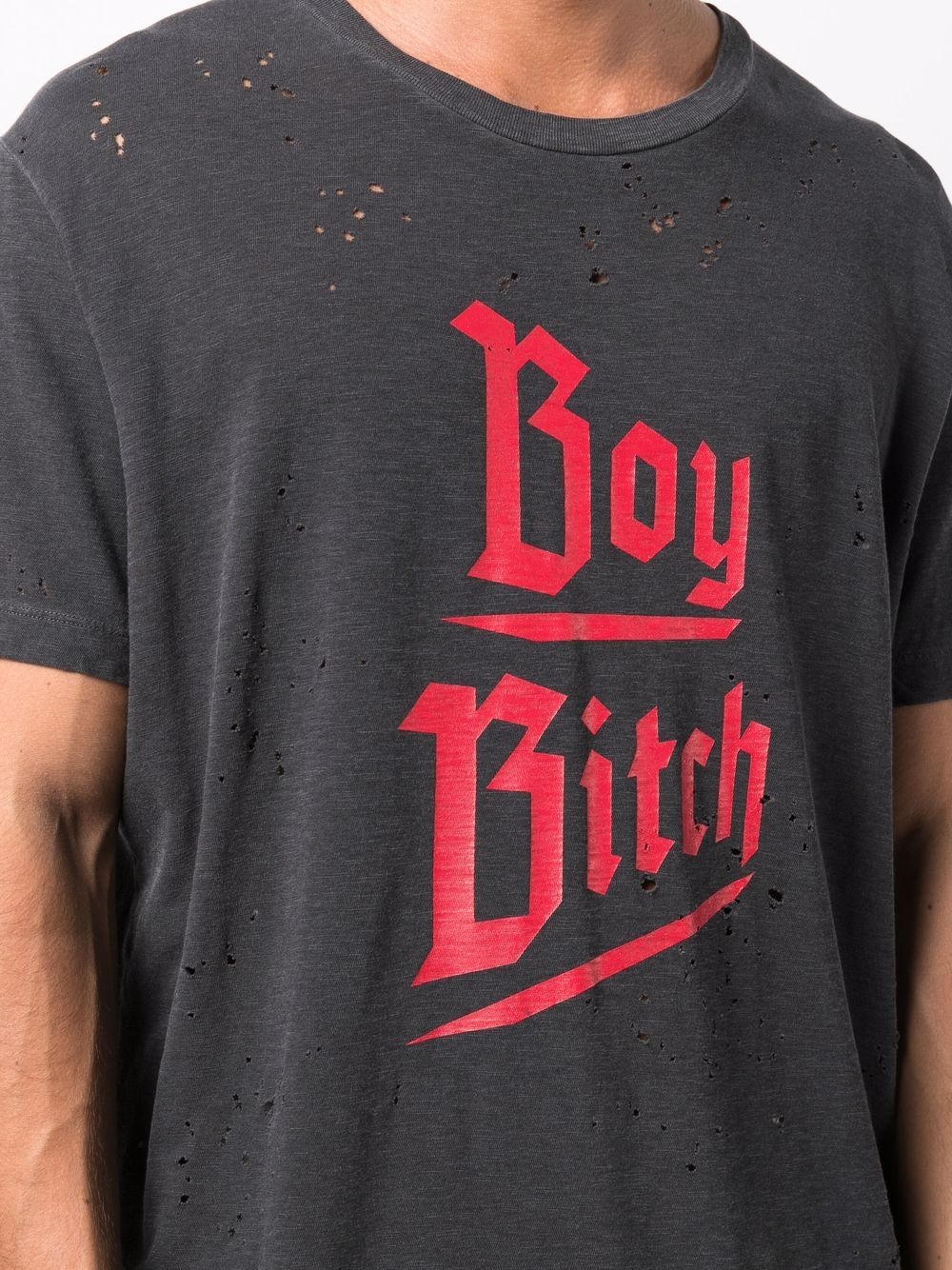 distressed slogan-print T-shirt - 5