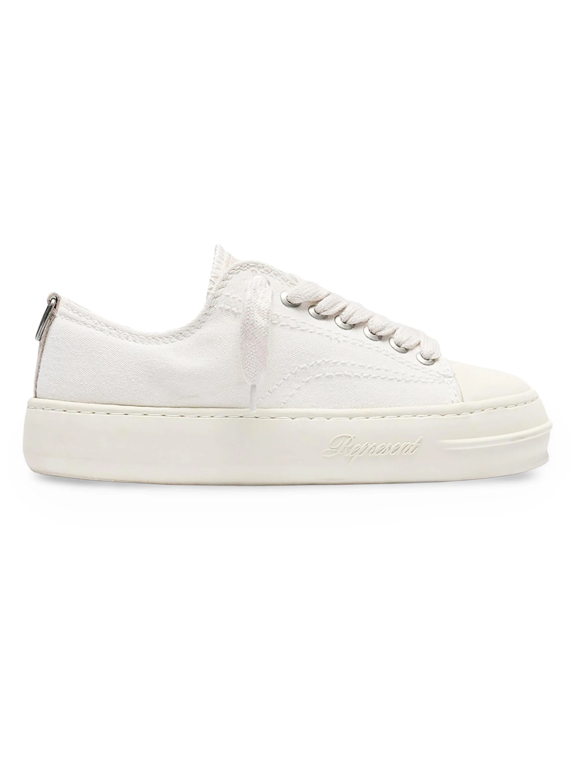 Men's Canvas Platform Low-Top Sneakers - Vintage White - 1