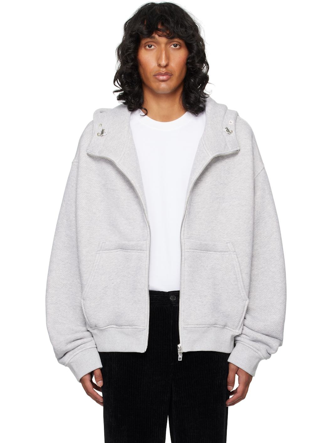Gray High Neck Hoodie - 1