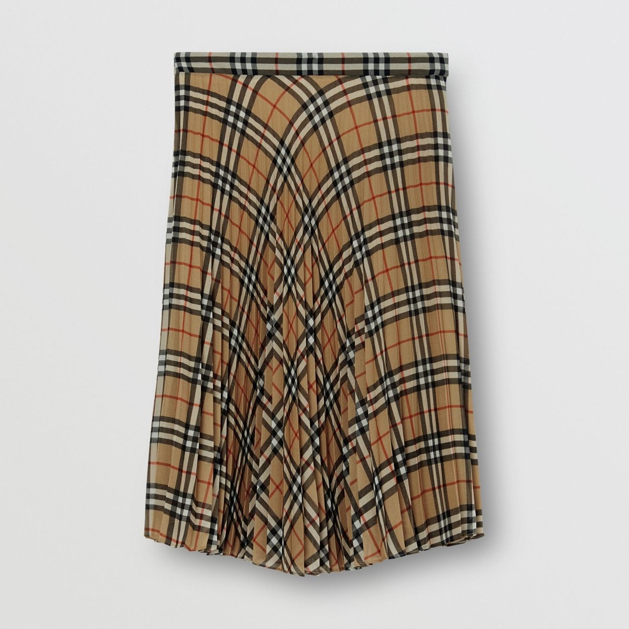 Vintage Check Chiffon Pleated Skirt - 1