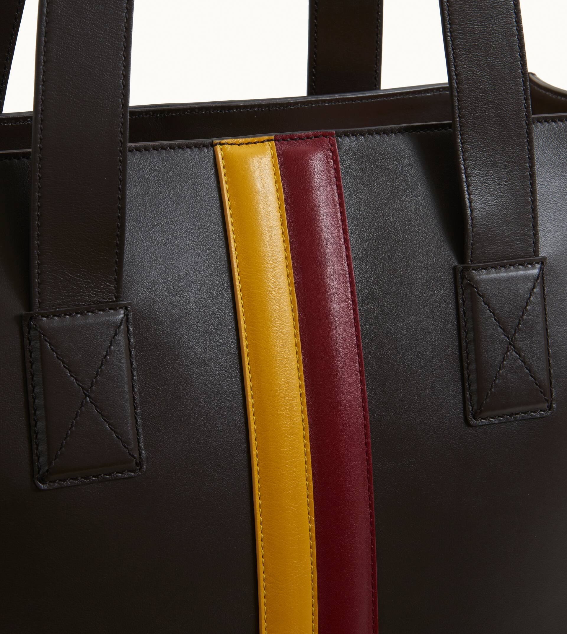 SHOPPING TOTE BAG MEDIUM - BROWN, RED, YELLOW - 6
