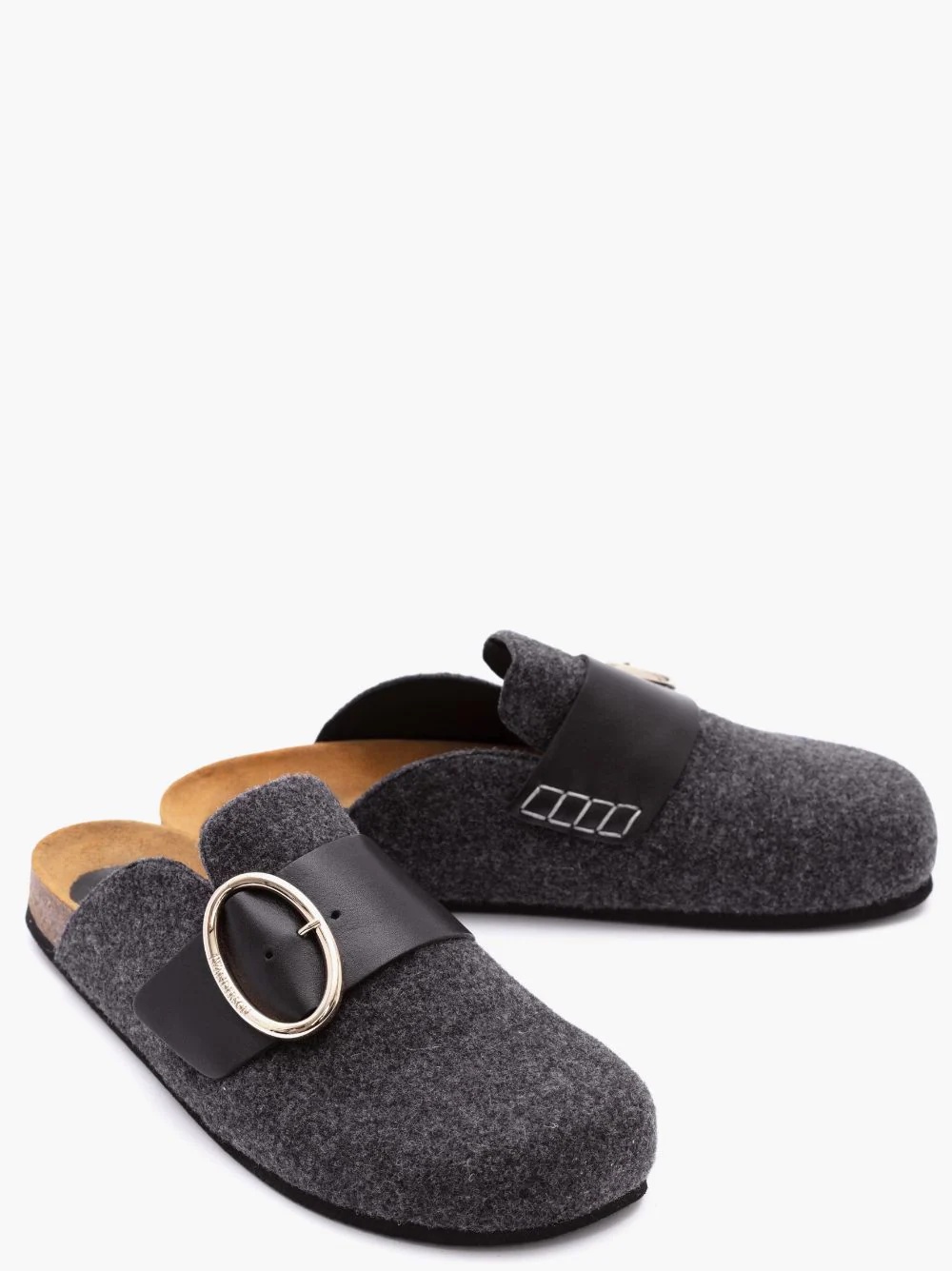 WOMEN’S BUCKLE FELT LOAFER MULES - 3