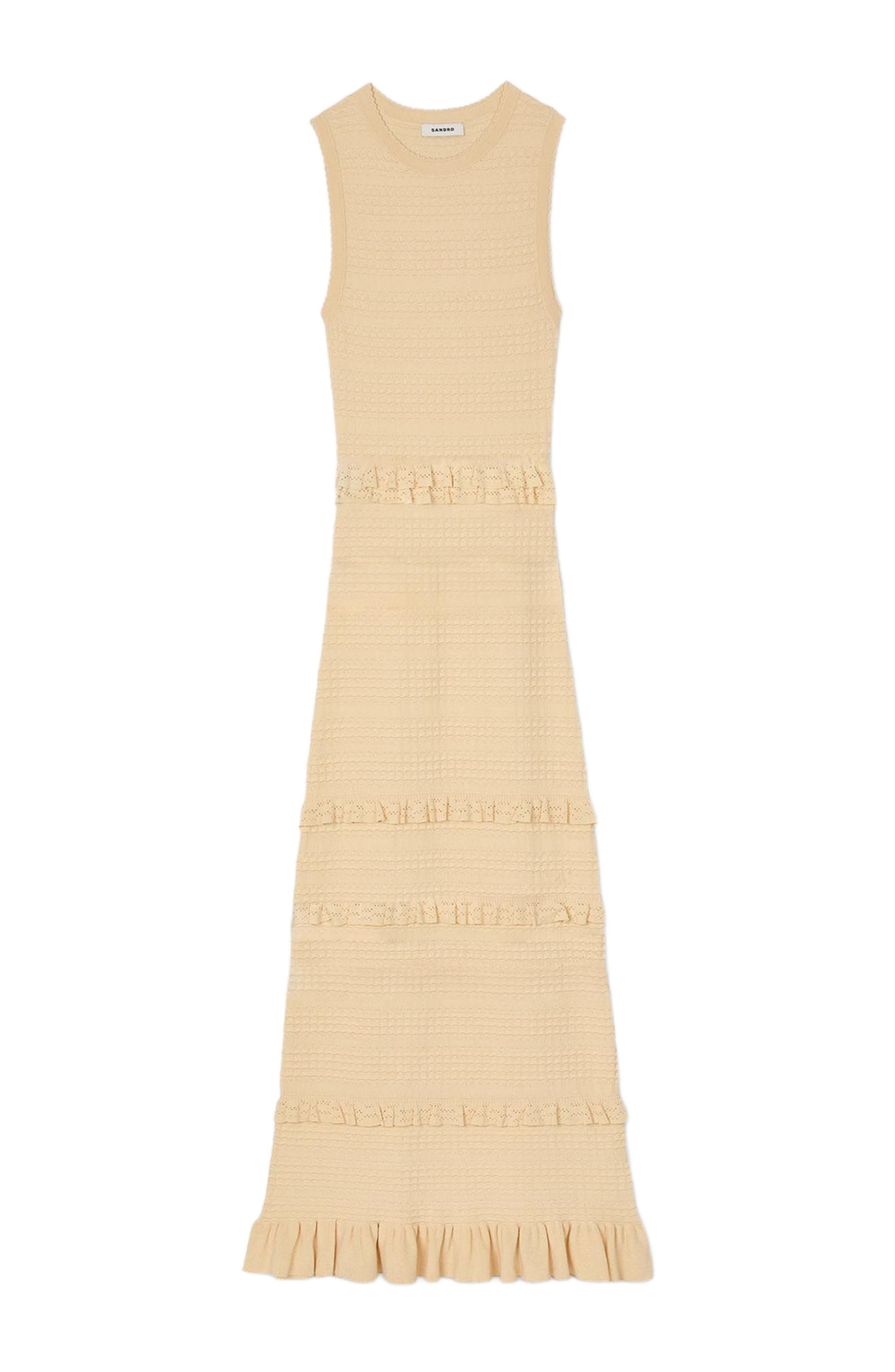 SANDRO Ruffled knit maxi dress in Ecru at Nordstrom - 6
