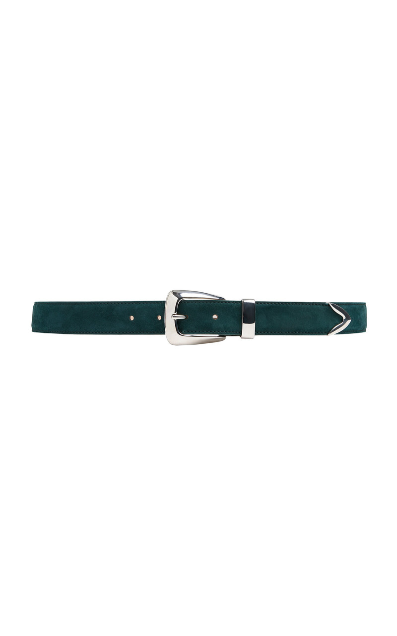 KHAITE Benny Suede Belt green outlook