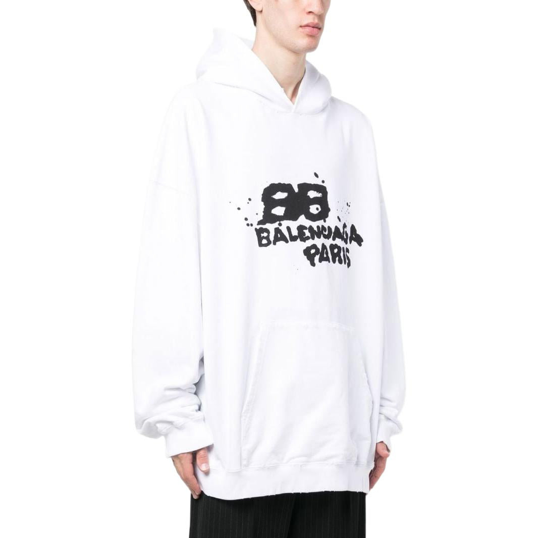 Balenciaga Hand-Drawn BB Icon Hoodie Large Fit 'White' 620973TNVQ19040 - 4
