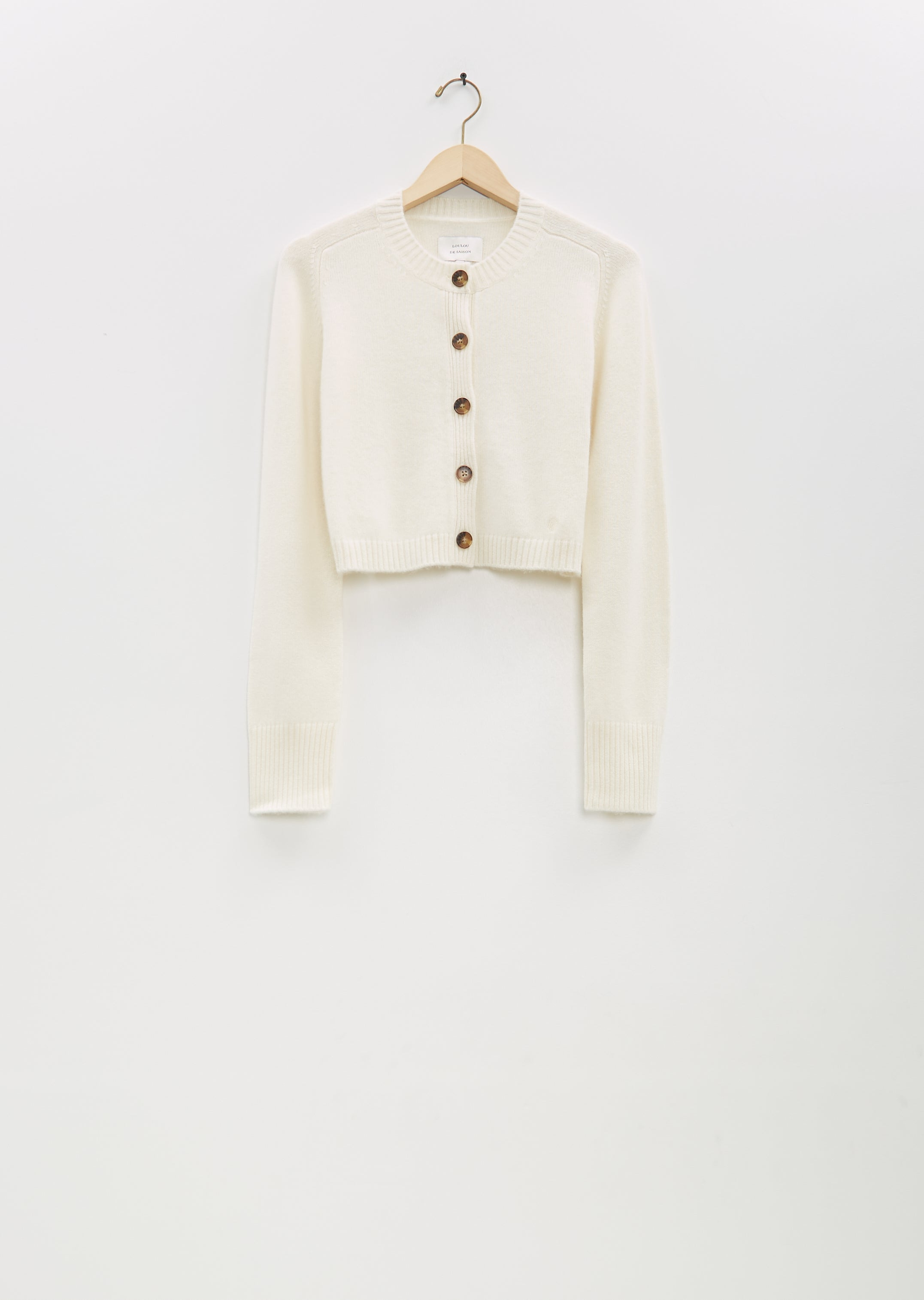 Zephir Cashmere Cropped Cardigan — Ivory - 5