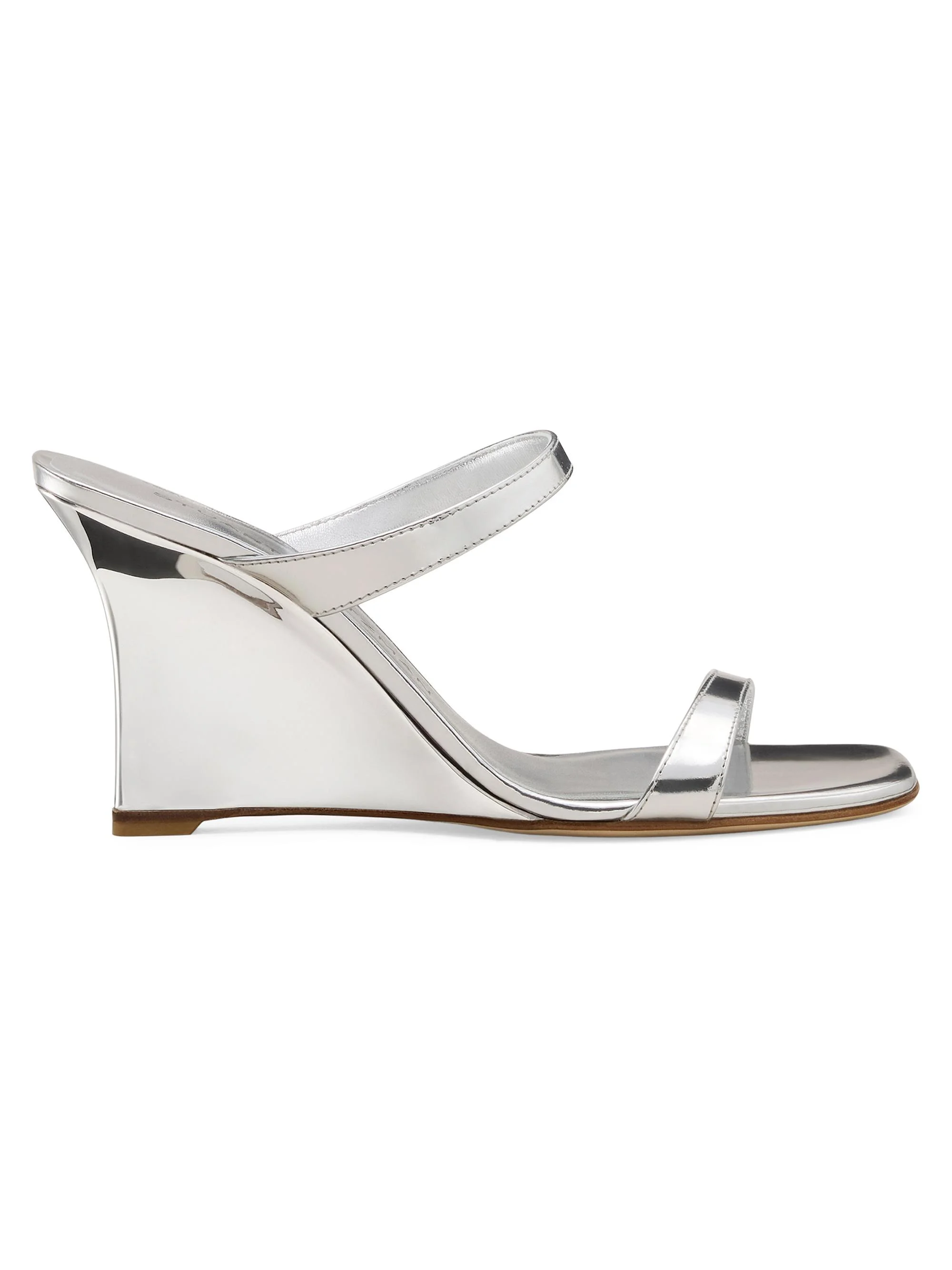 Women's Vinnie 85MM Leather Wedge Sandals - Silver - 1