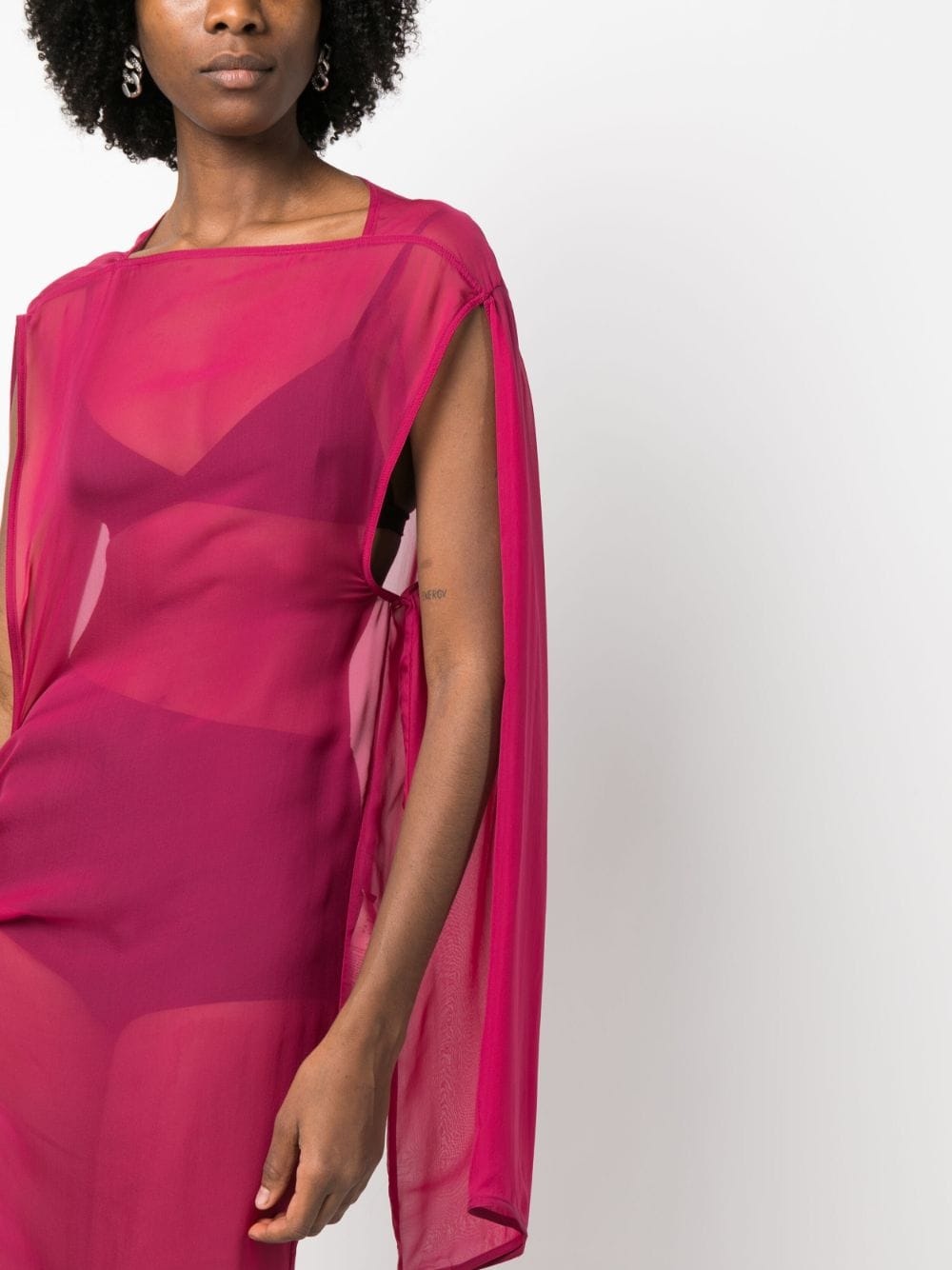 draped asymmetric long dress - 5