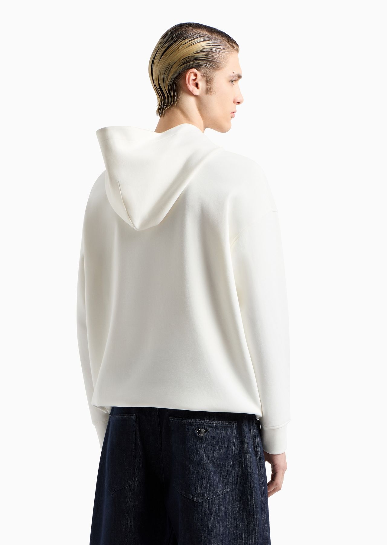 Double-jersey hooded sweatshirt with embossed logo embroidery - 3