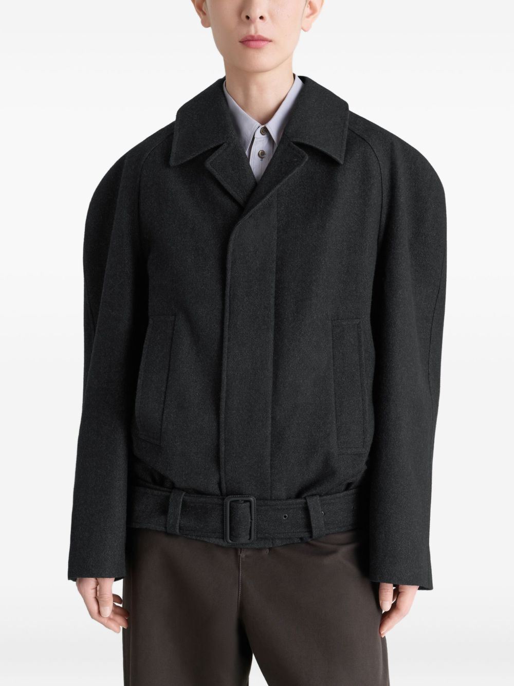 raglan-sleeve belted jacket - 3