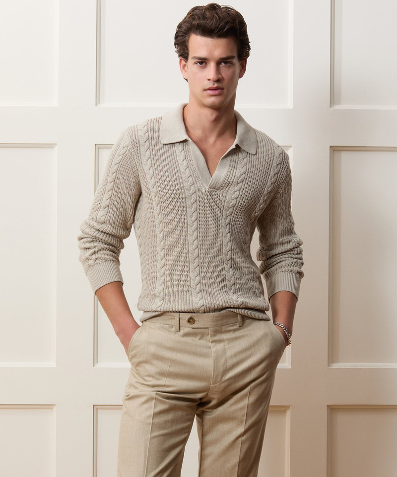 TODD SNYDER Beechwood Cable Knit Sweater Polo outlook