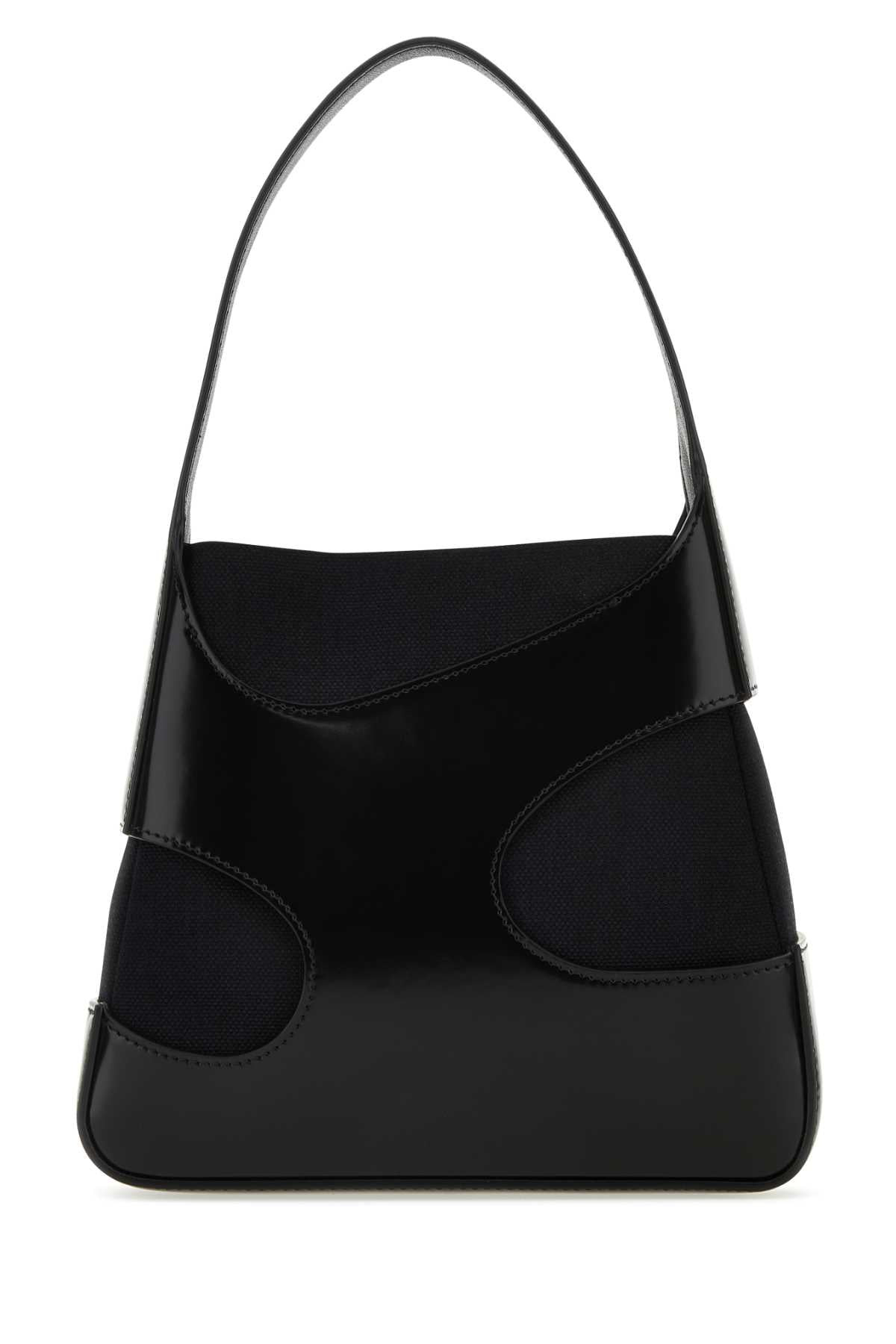 Salvatore Ferragamo Women Black Leather And Canvas Cut Out S Handbag - 3
