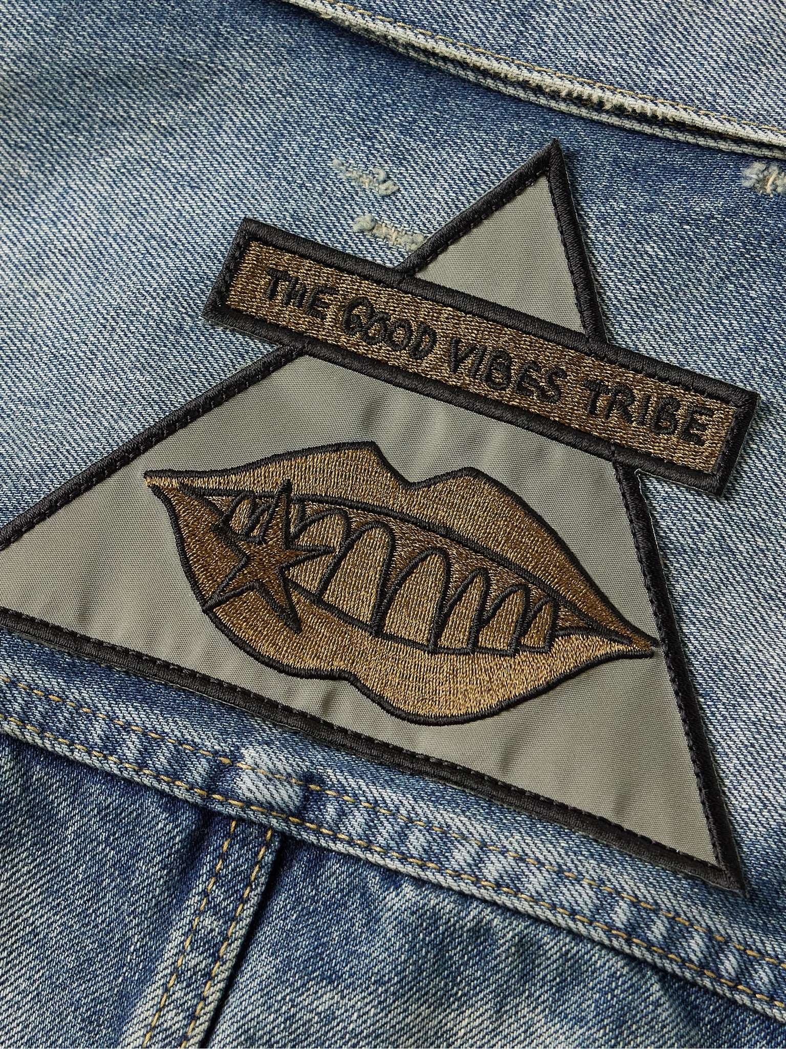 + Gonz Appliquéd Distressed Denim Jacket - 3