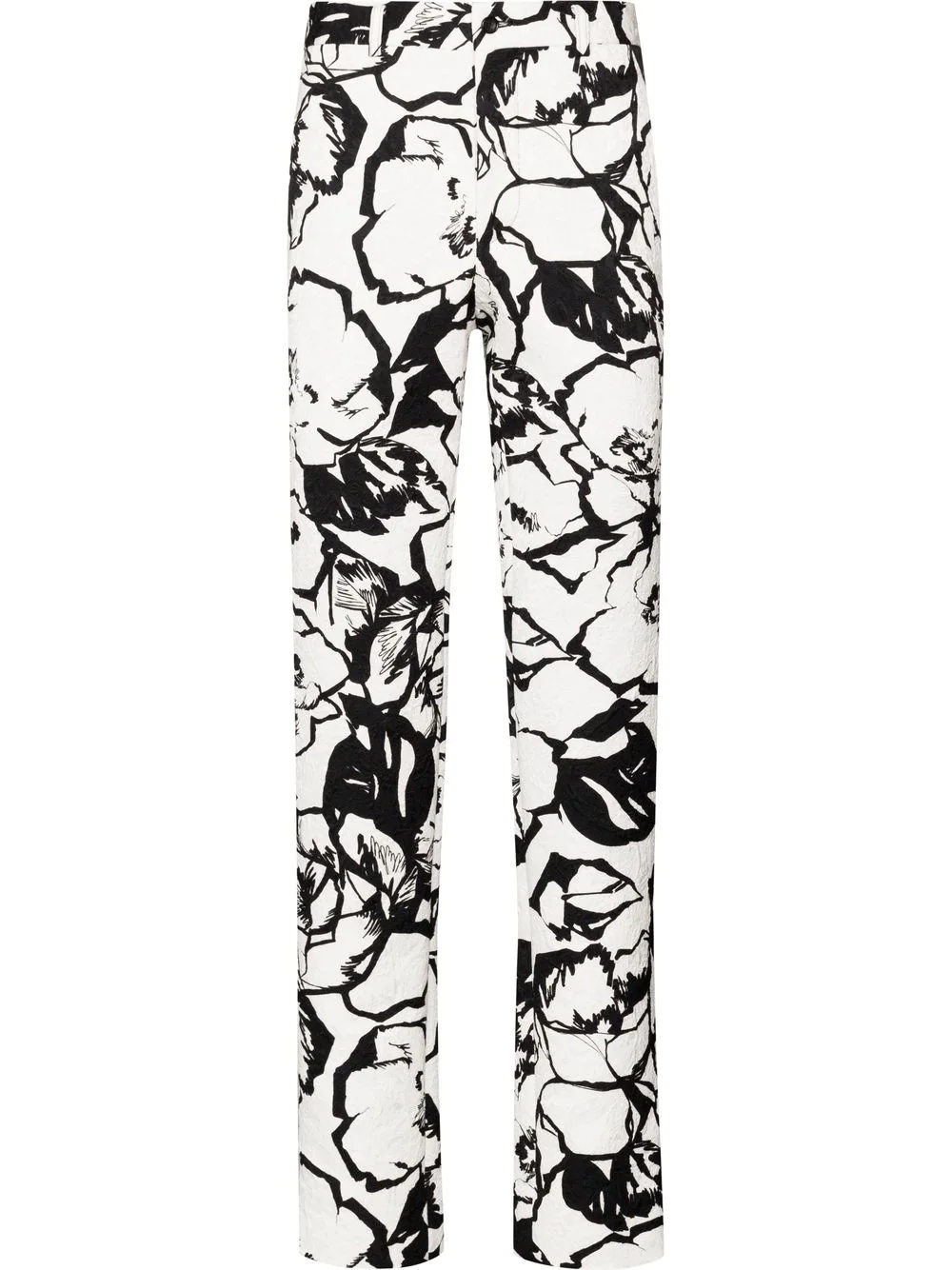 floral-jacquard slim-fit trousers - 1