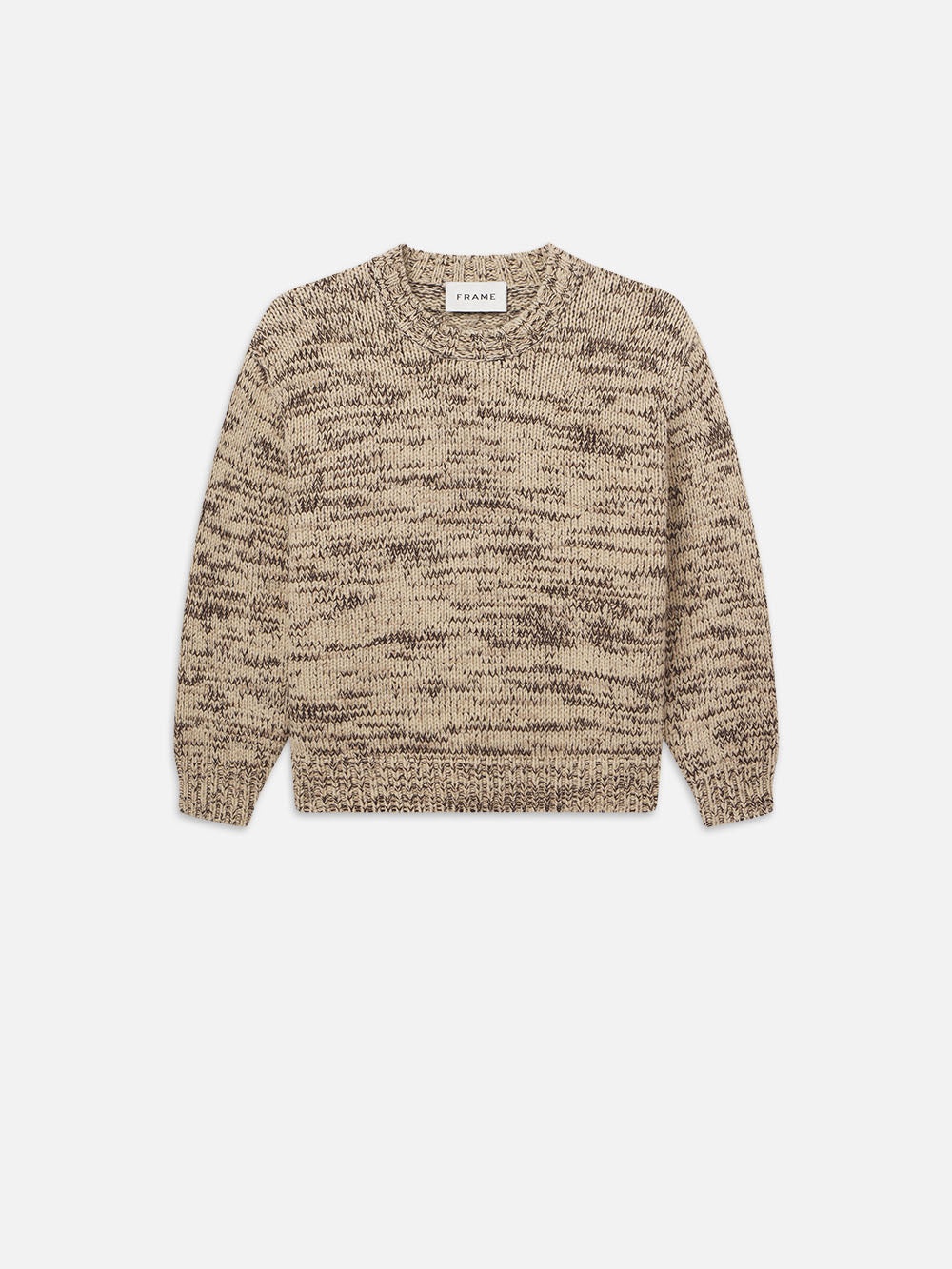 Wool Blend Crewneck in Cream/Brown - 1