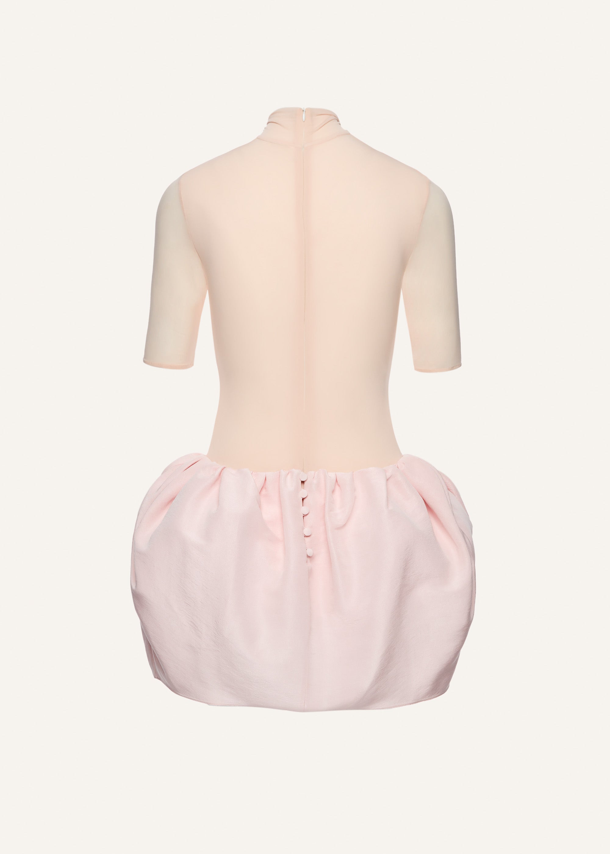High-neck puff skirt mini dress in light pink - 2