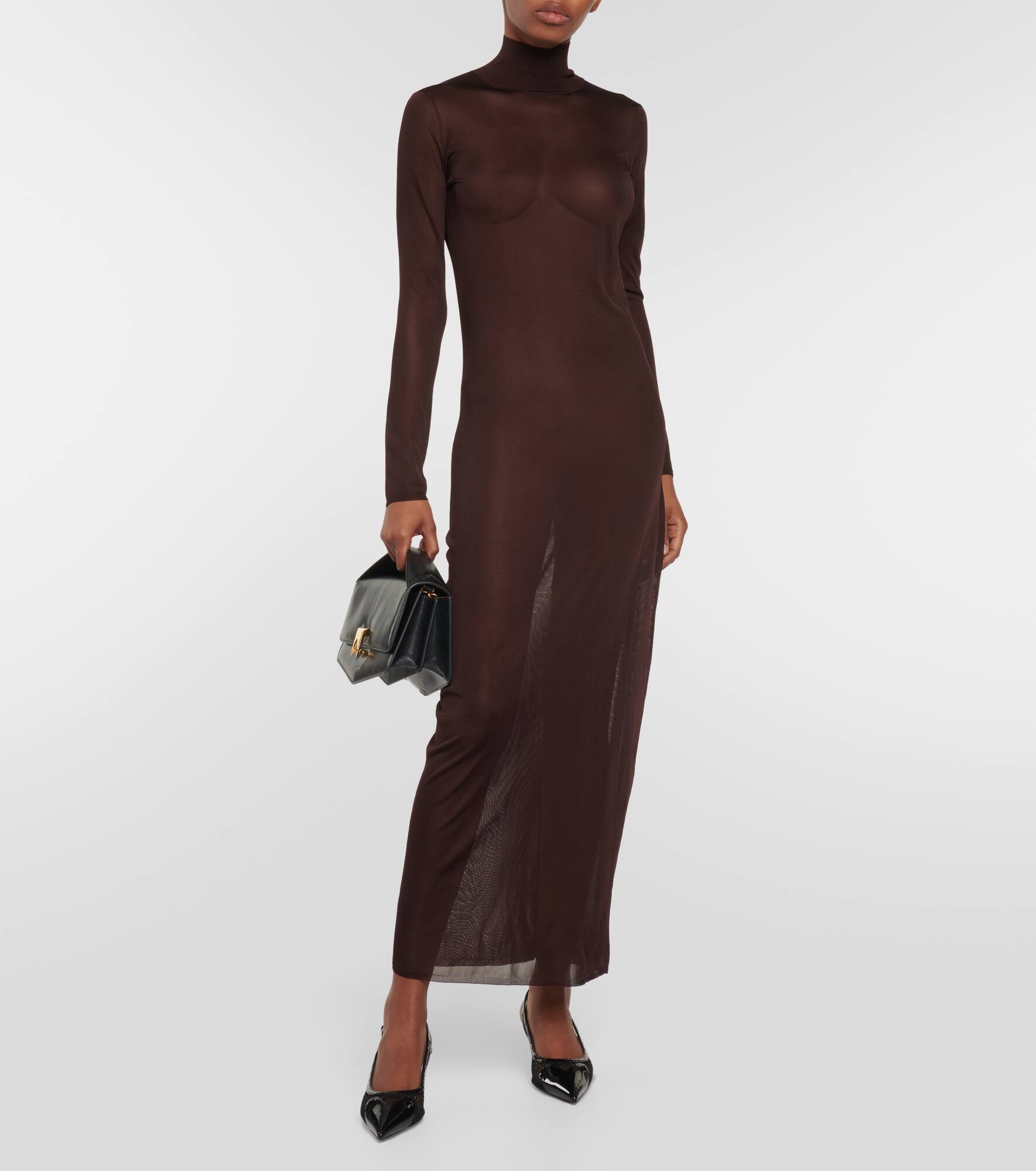 High-neck knit maxi dress - 6