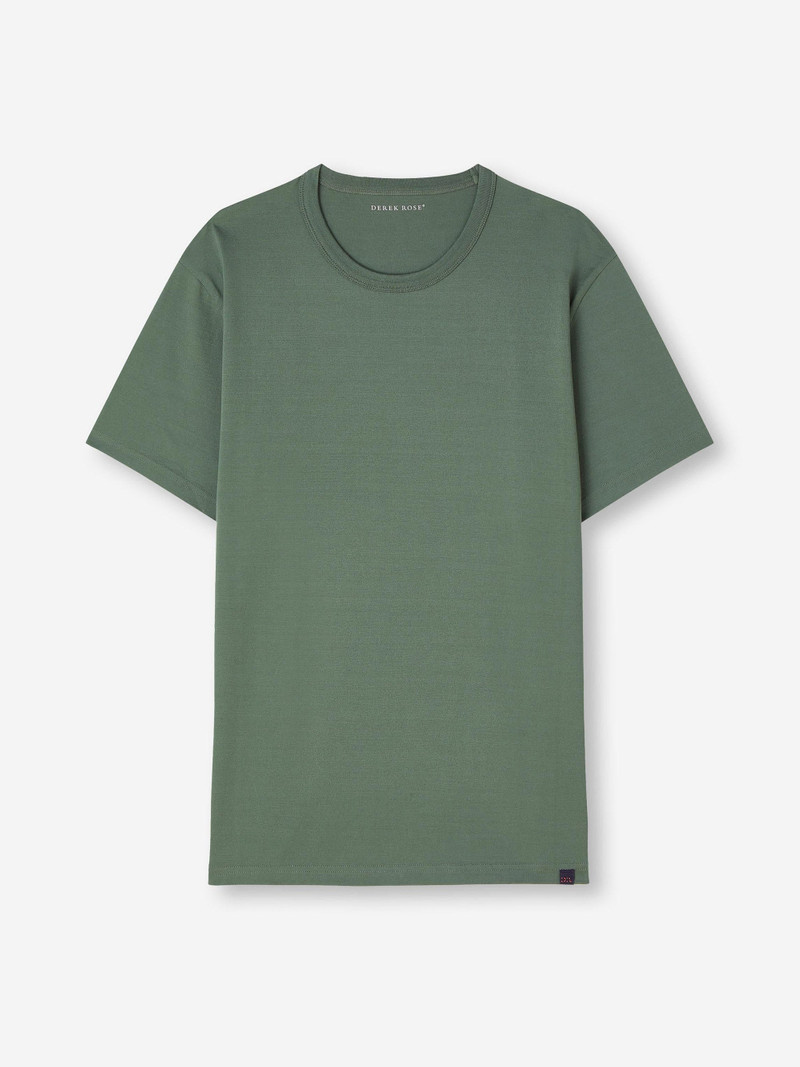 Derek Rose Men's T-Shirt Barny Pima Cotton Soft Green outlook