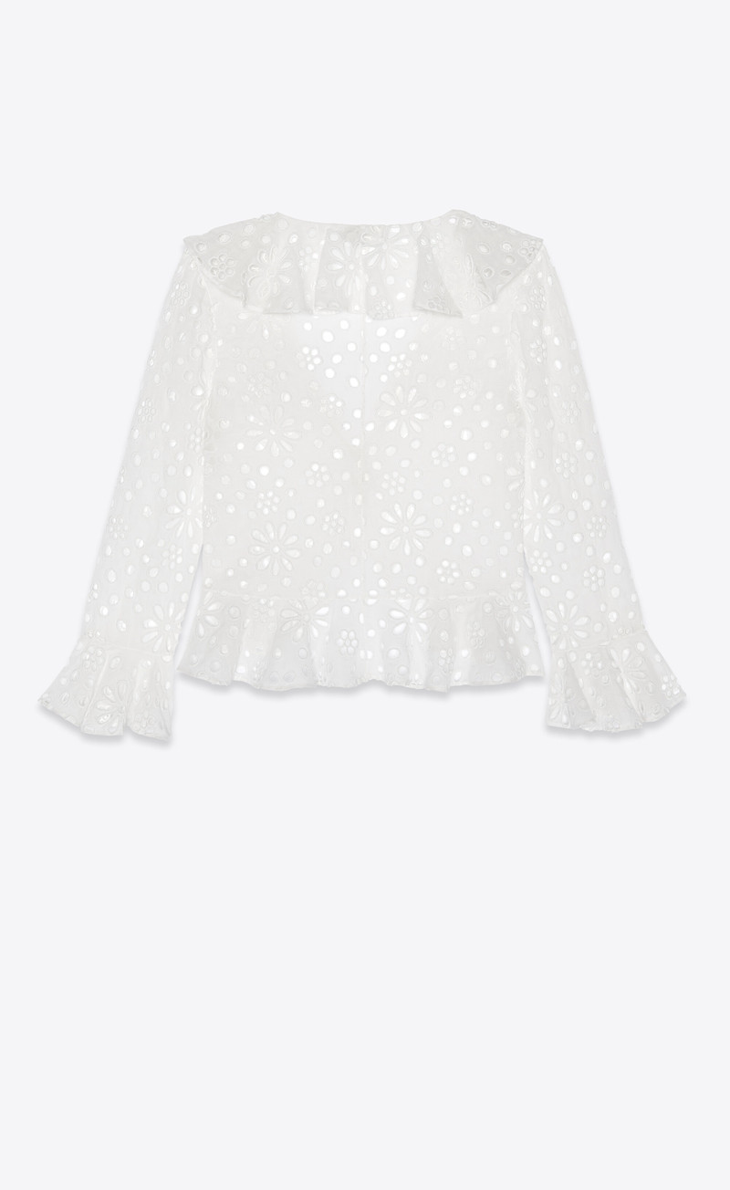 SAINT LAURENT blouse in broderie anglaise cotton voile outlook