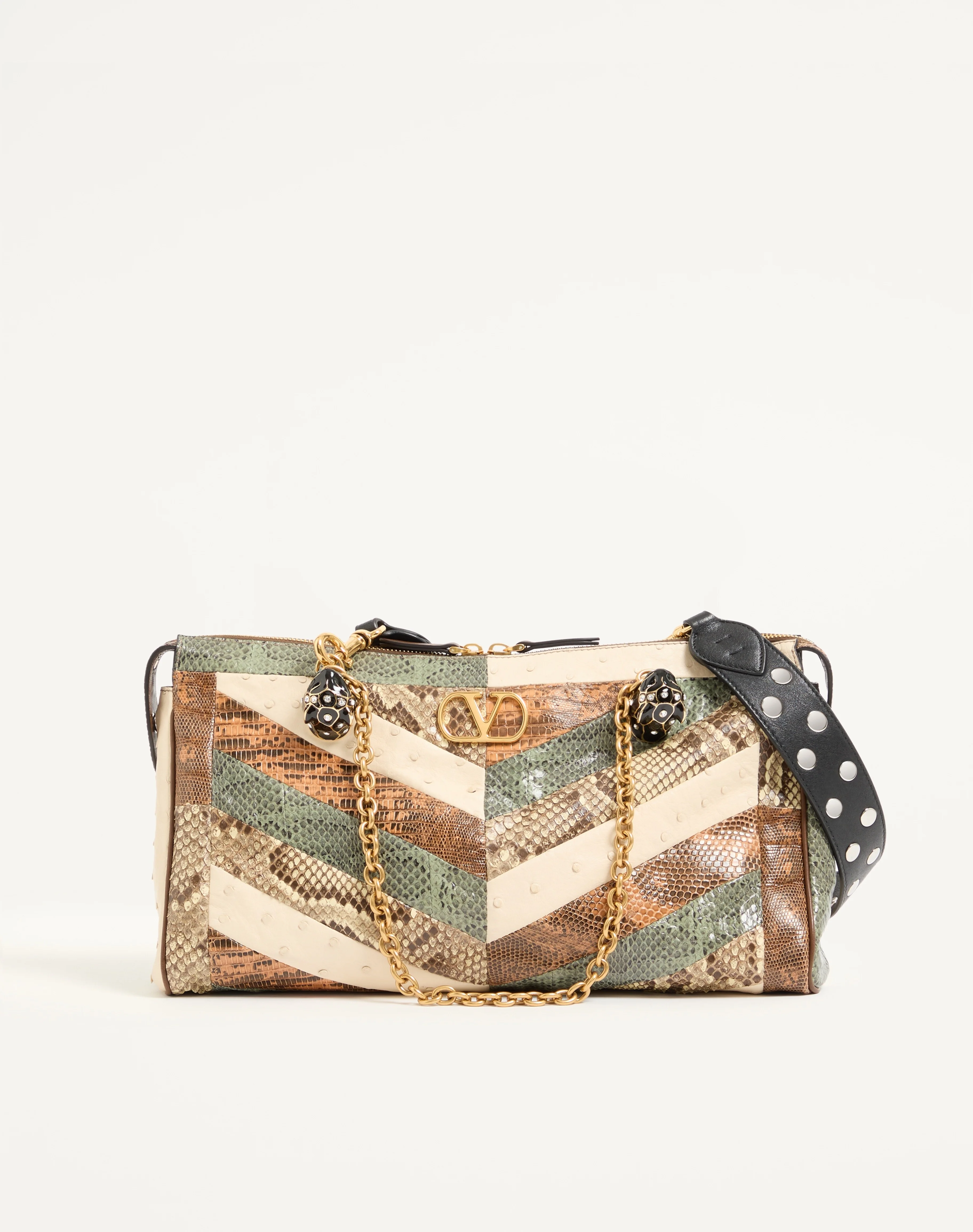 VALENTINO GARAVANI PANTHEA MEDIUM SHOULDER BAG IN EXOTIC LEATHER WITH CHEVRON PATTERN - 1