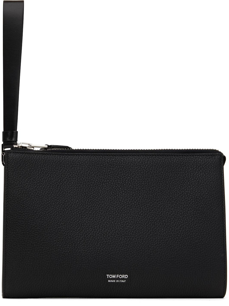 pebbled-leather logo-print clutch 1