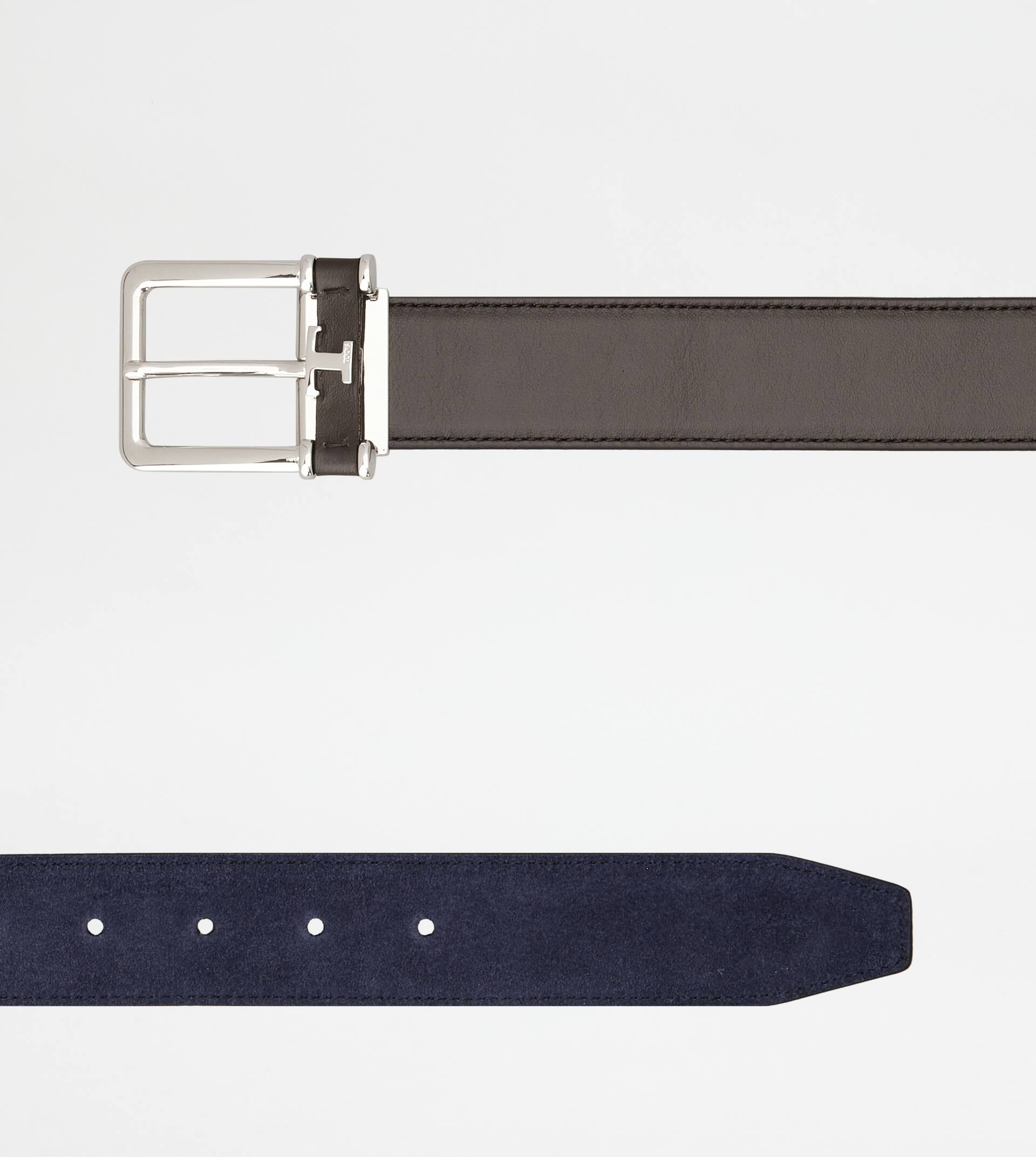 REVERSIBLE BELT IN LEATHER - BROWN, BLUE - 3