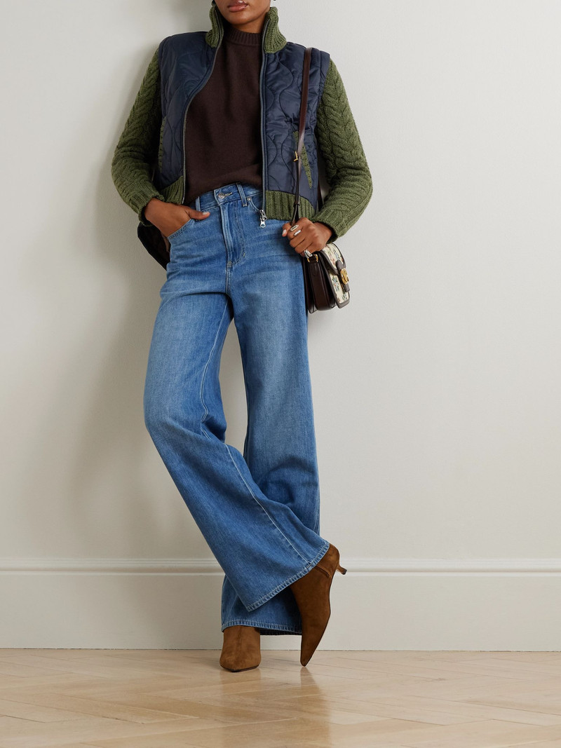 VERONICA BEARD Patra cable-knit wool-blend and quilted shell jacket Multi outlook